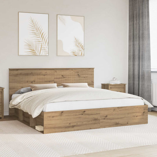 Bedframe Ambachtelijk eiken 200 x 200 cm Massief grenenhout is nu te koop bij PeponiXL, paradijselijk wonen!
