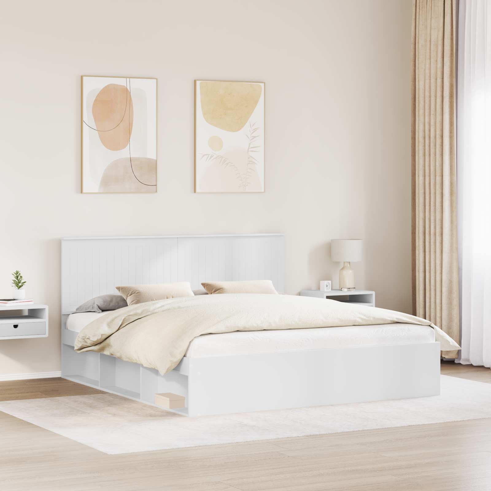 Bedframe met hoofdeinde Wit 180 x 200 cm Massief grenenhout is nu te koop bij PeponiXL, paradijselijk wonen!