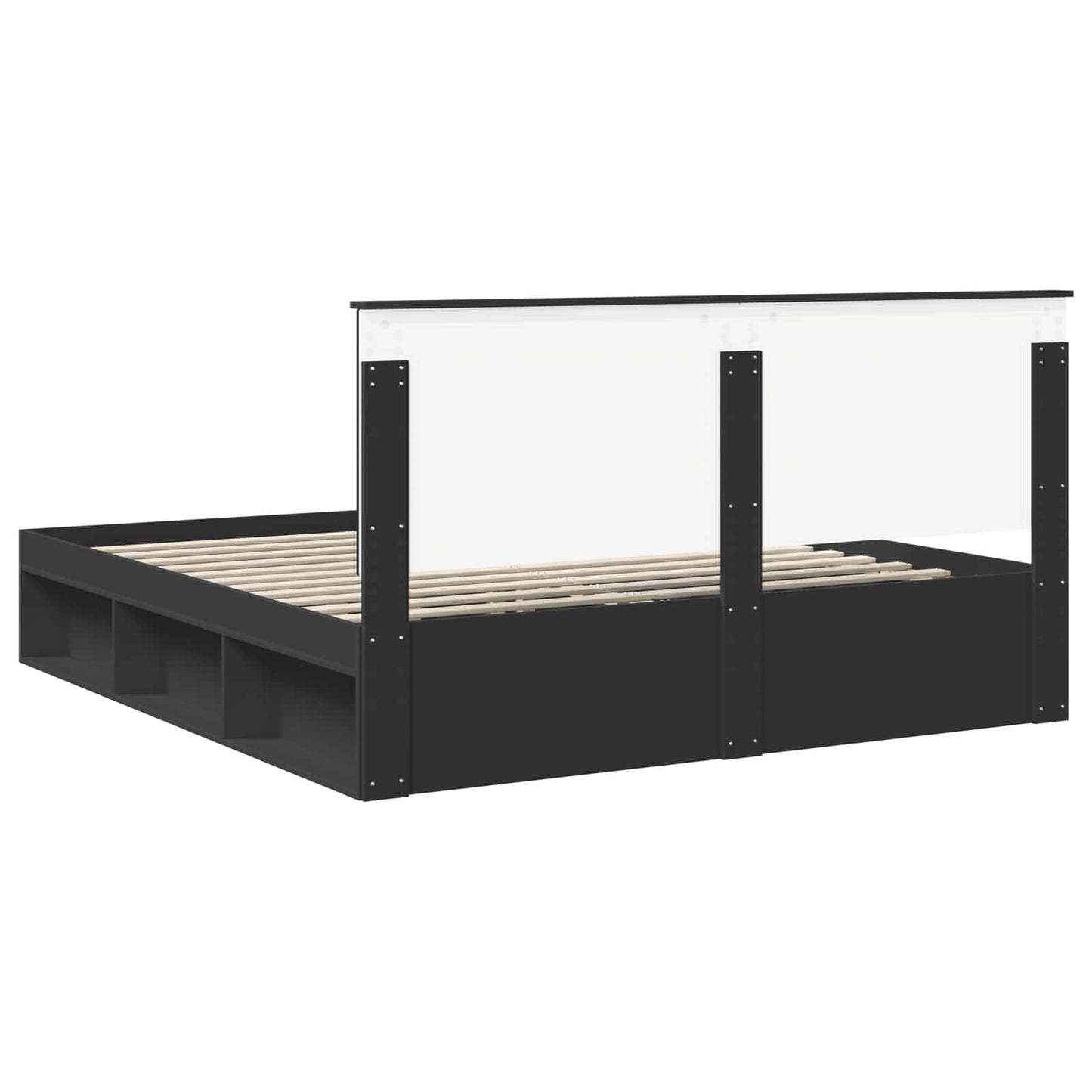 Bedframe met hoofdeinde Zwart 180 x 200 cm Massief grenenhout is nu te koop bij PeponiXL, paradijselijk wonen!