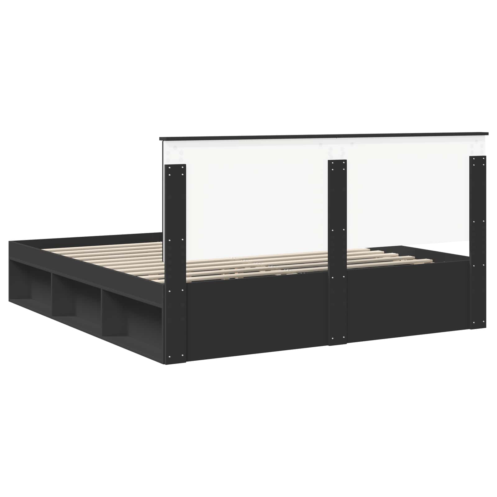 Bedframe met hoofdeinde Zwart 180 x 200 cm Massief grenenhout is nu te koop bij PeponiXL, paradijselijk wonen!