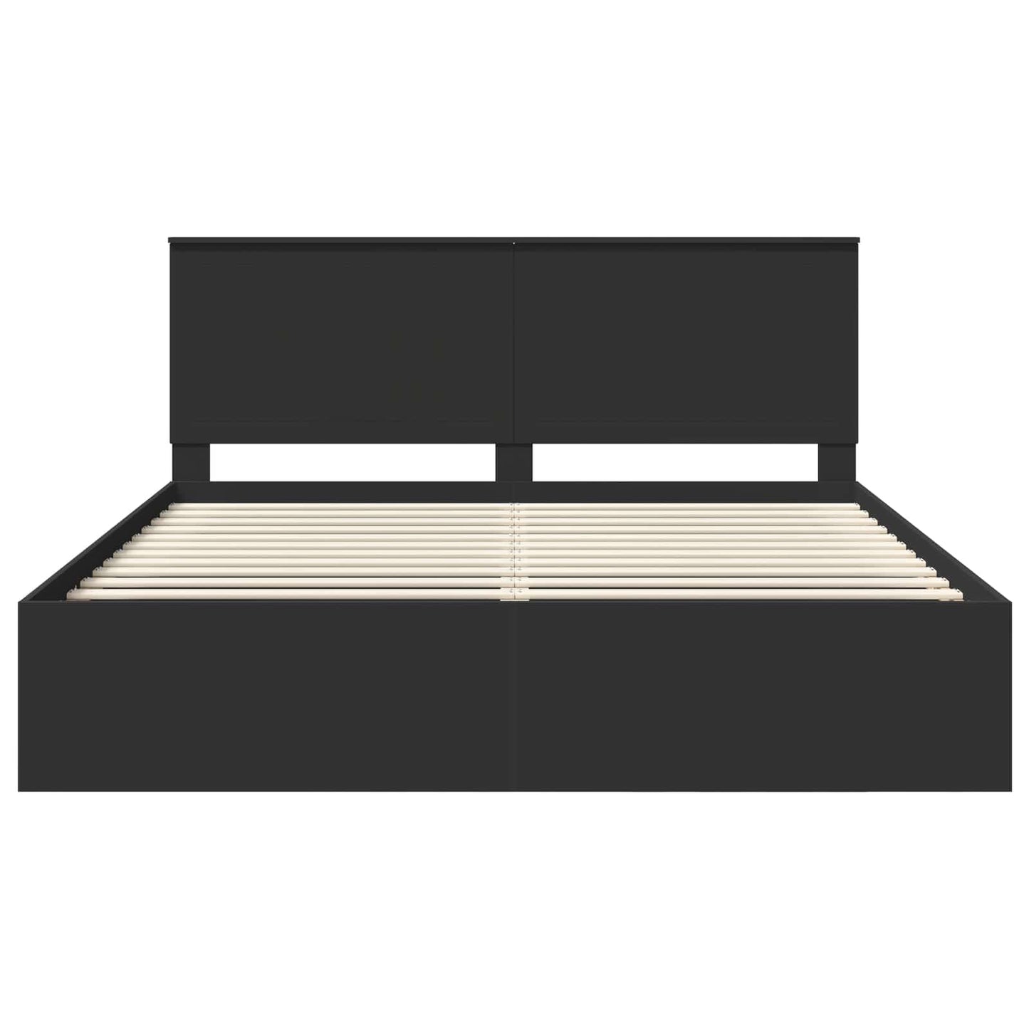 Bedframe met hoofdeinde Zwart 180 x 200 cm Massief grenenhout is nu te koop bij PeponiXL, paradijselijk wonen!