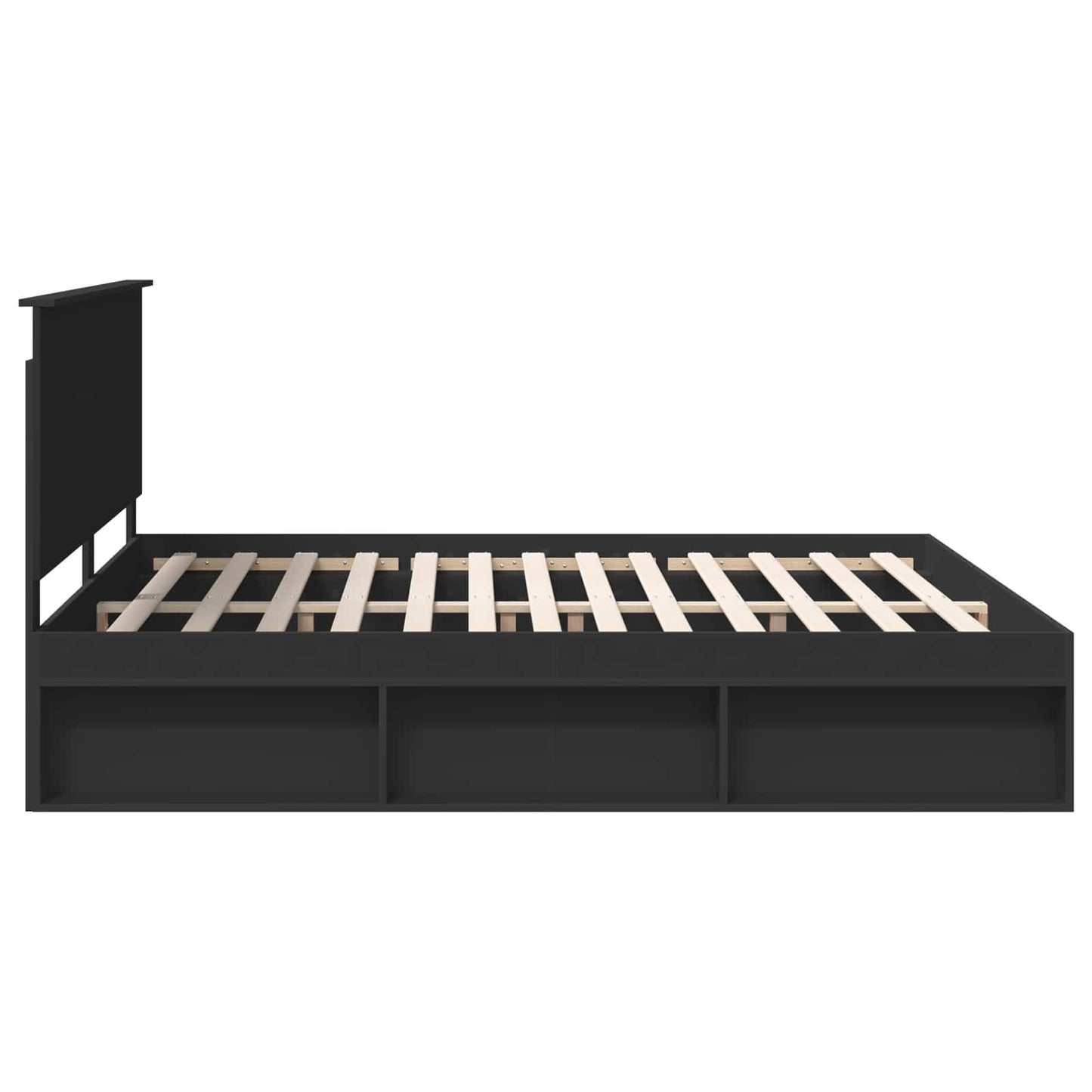 Bedframe met hoofdeinde Zwart 180 x 200 cm Massief grenenhout is nu te koop bij PeponiXL, paradijselijk wonen!