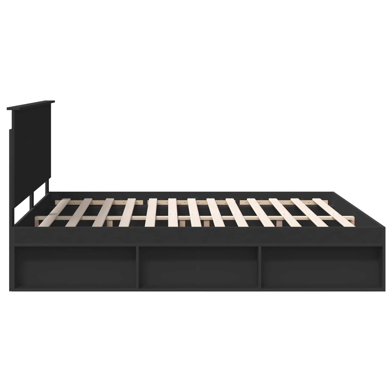 Bedframe met hoofdeinde Zwart 180 x 200 cm Massief grenenhout is nu te koop bij PeponiXL, paradijselijk wonen!