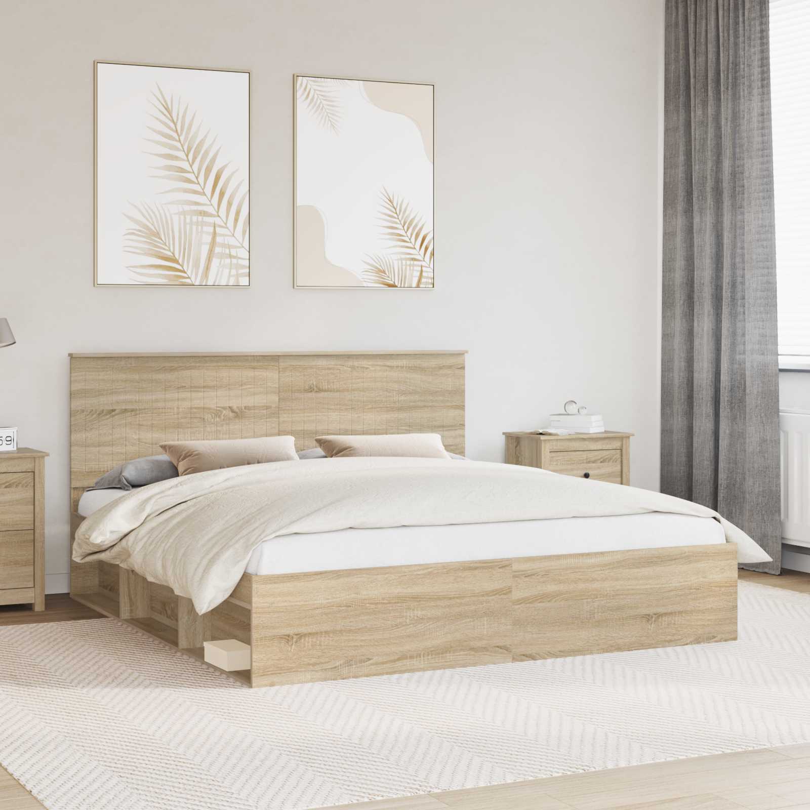 Bedframe met hoofdeinde Sonoma 180 x 200 cm Massief grenenhout is nu te koop bij PeponiXL, paradijselijk wonen!