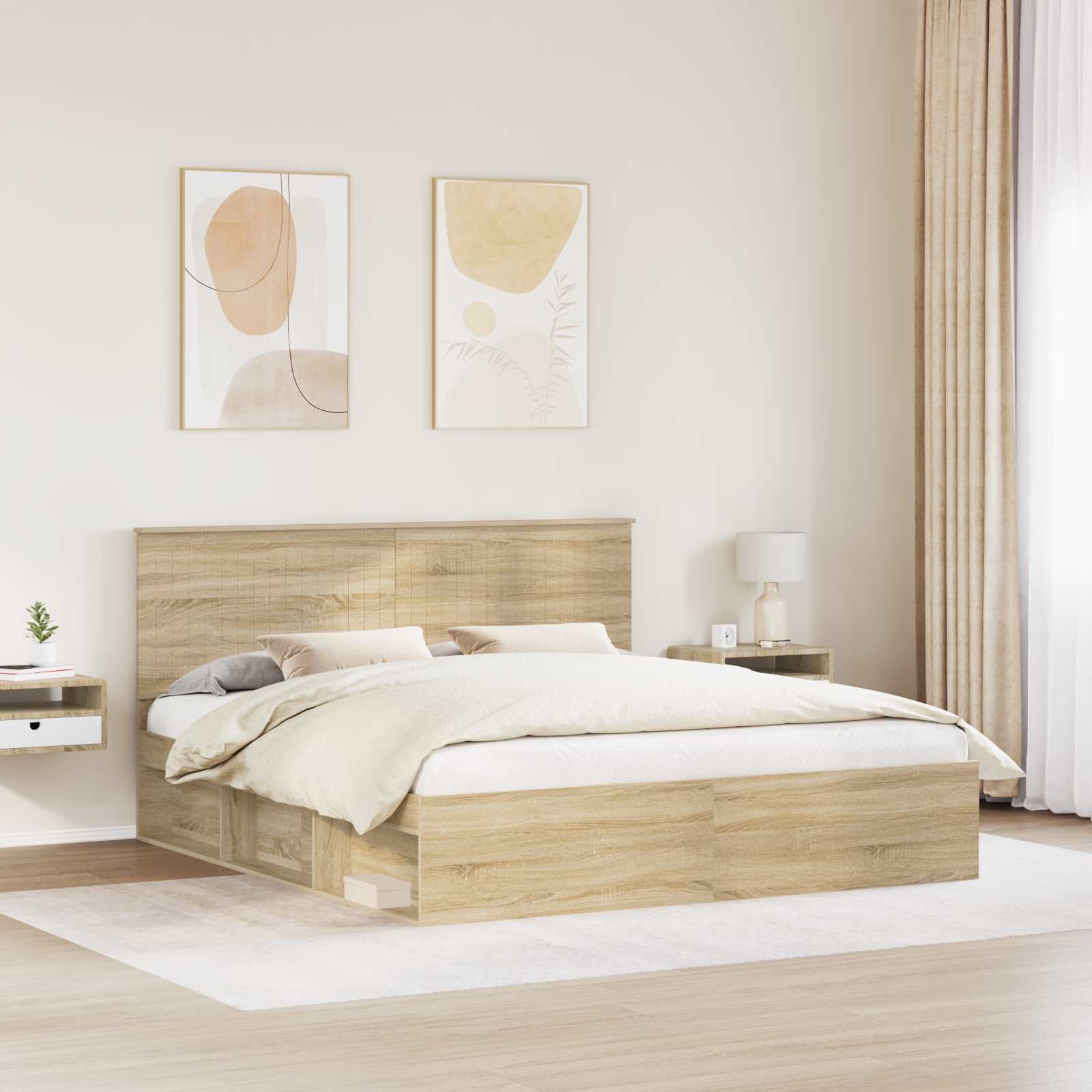 Bedframe met hoofdeinde Sonoma 180 x 200 cm Massief grenenhout is nu te koop bij PeponiXL, paradijselijk wonen!