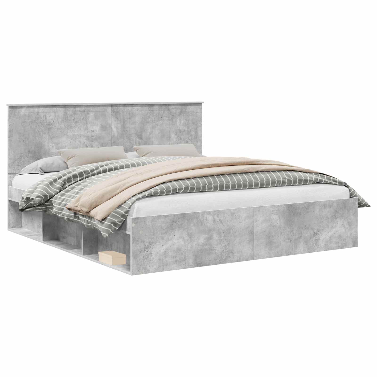 Bedframe met hoofdeinde Beton 180 x 200 cm Massief grenenhout is nu te koop bij PeponiXL, paradijselijk wonen!