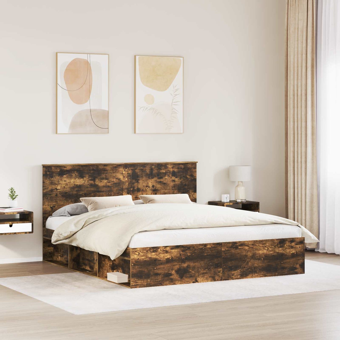 Bedframe Gerookt eiken 180 x 200 cm Massief grenenhout is nu te koop bij PeponiXL, paradijselijk wonen!
