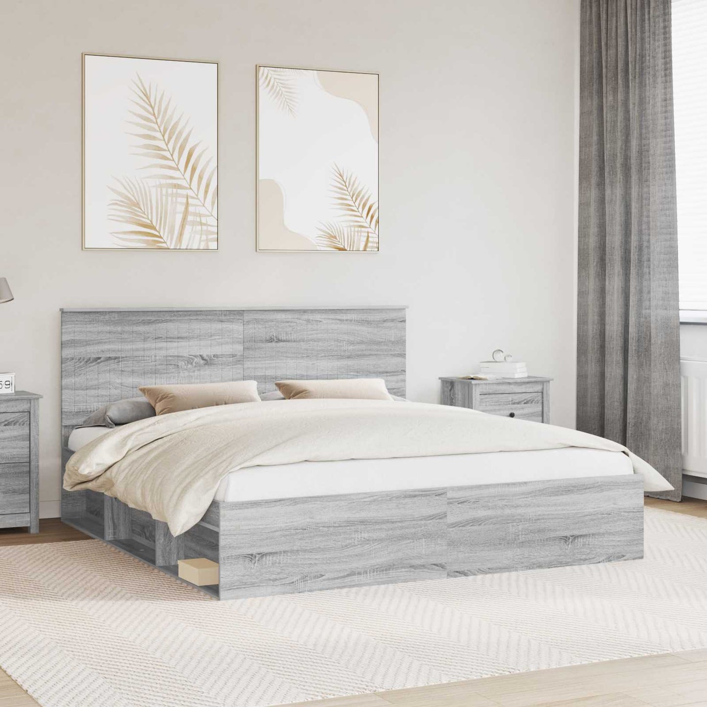 Bedframe Grijs Sonoma 180 x 200 cm Massief grenenhout is nu te koop bij PeponiXL, paradijselijk wonen!