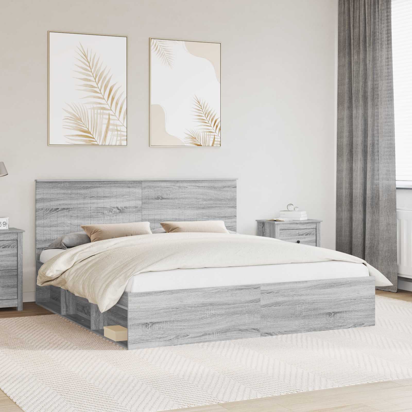Bedframe Grijs Sonoma 180 x 200 cm Massief grenenhout is nu te koop bij PeponiXL, paradijselijk wonen!