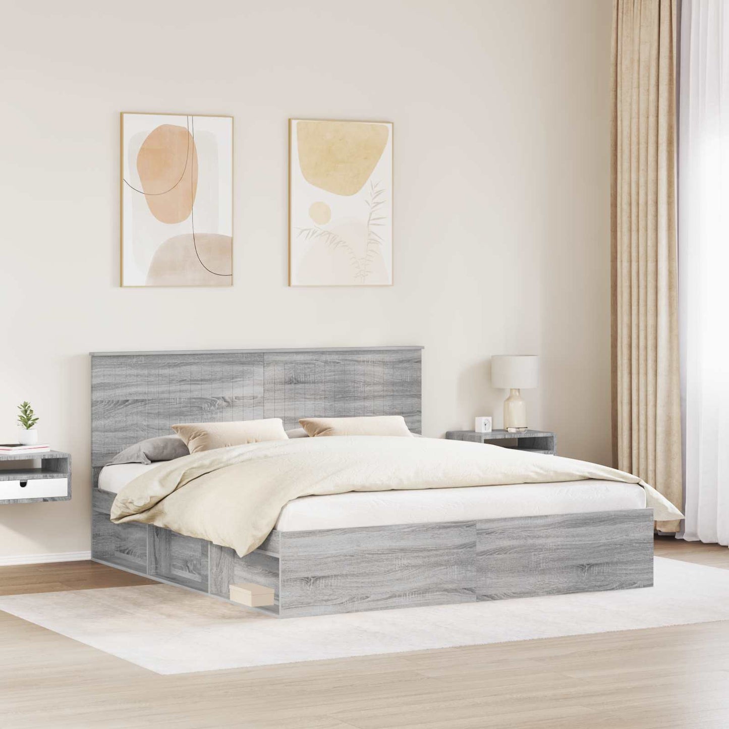 Bedframe Grijs Sonoma 180 x 200 cm Massief grenenhout is nu te koop bij PeponiXL, paradijselijk wonen!