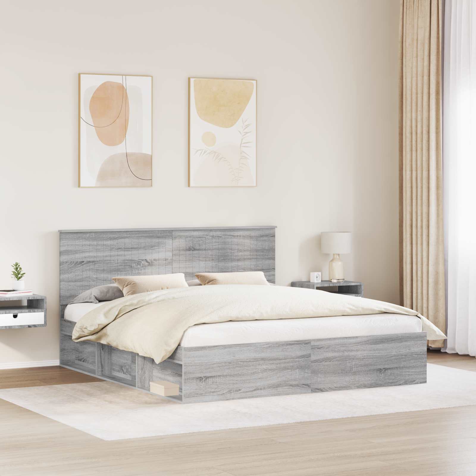 Bedframe Grijs Sonoma 180 x 200 cm Massief grenenhout is nu te koop bij PeponiXL, paradijselijk wonen!