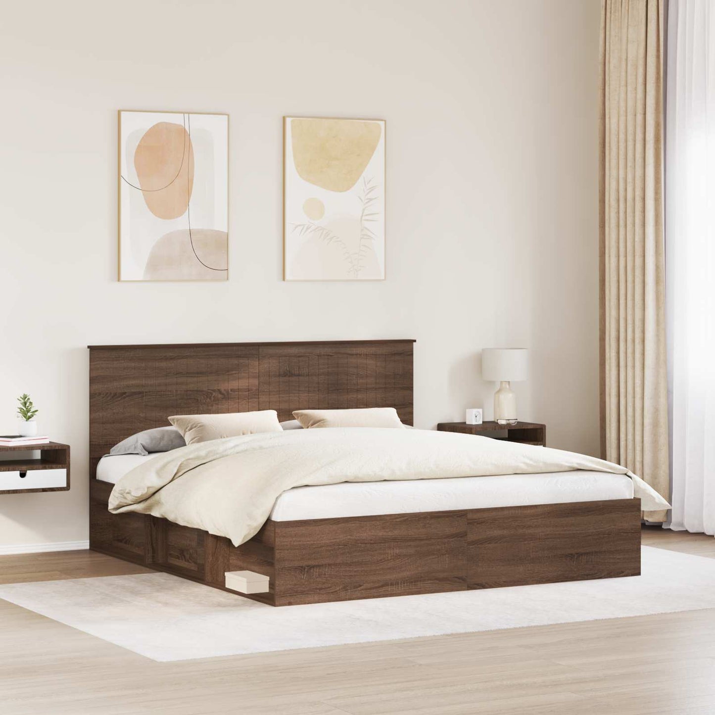 Bedframe Bruin Eiken 180 x 200 cm Massief grenenhout