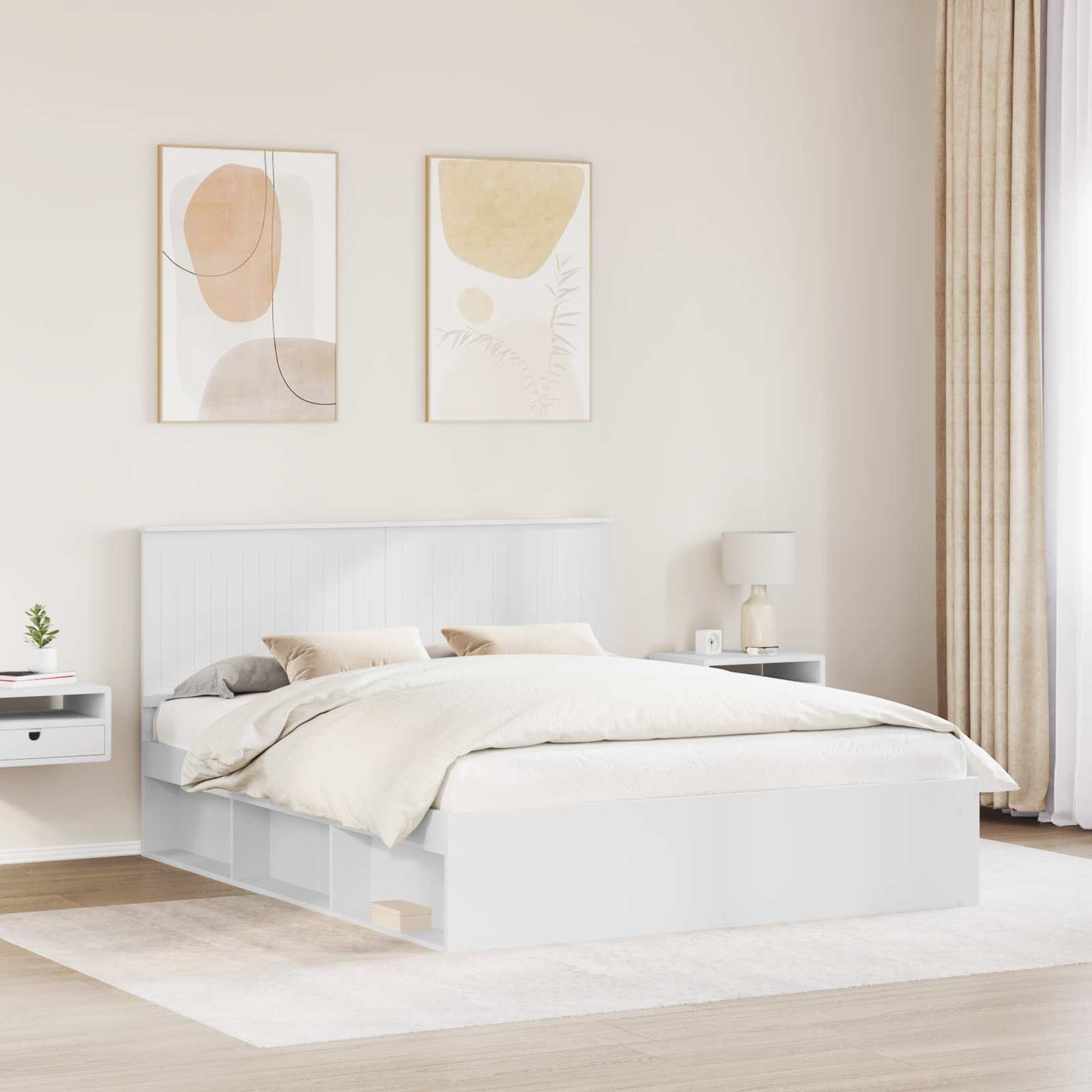 Bedframe met hoofdeinde Wit 160 x 200 cm Massief grenenhout is nu te koop bij PeponiXL, paradijselijk wonen!