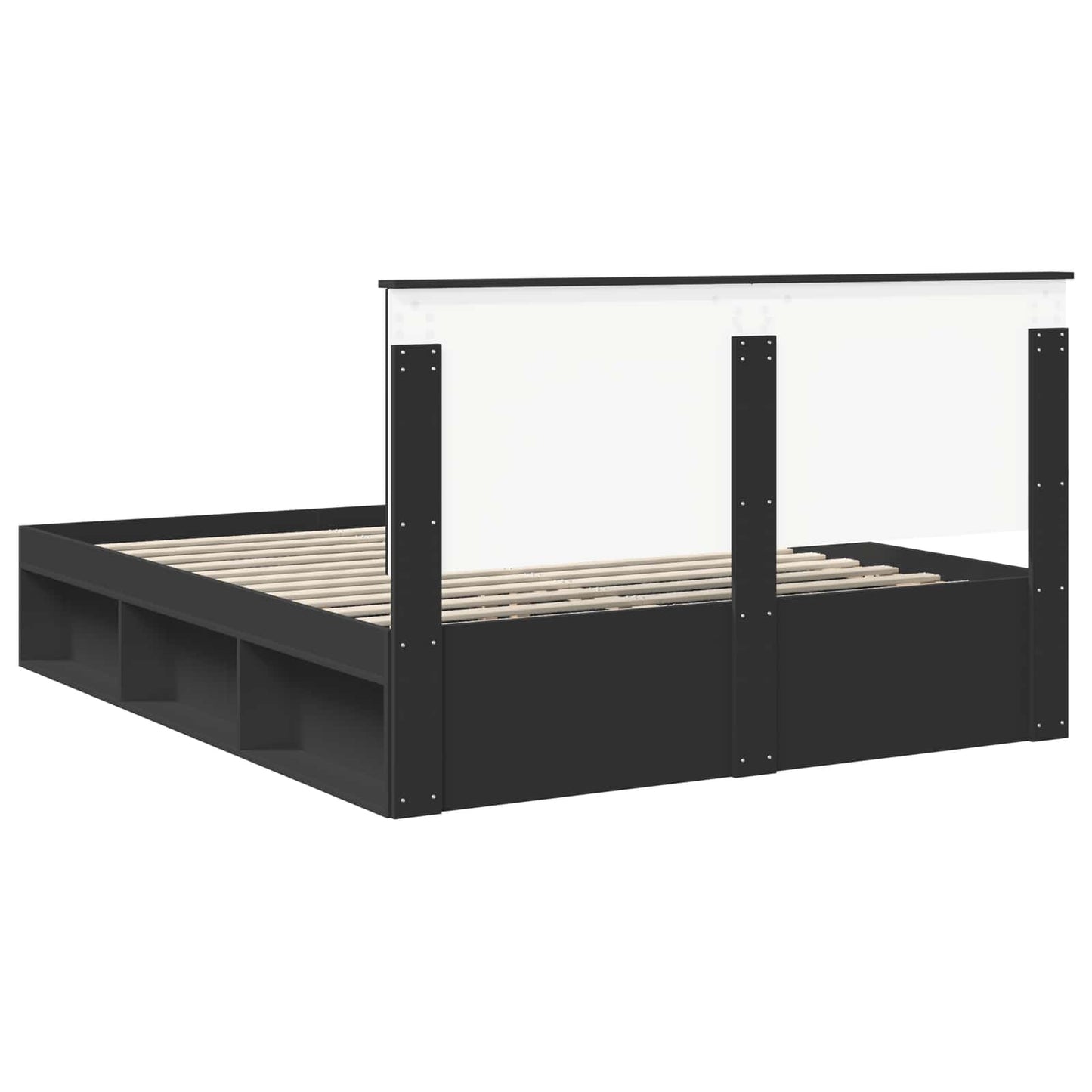 Bedframe met hoofdeinde Zwart 160 x 200 cm Massief grenenhout is nu te koop bij PeponiXL, paradijselijk wonen!
