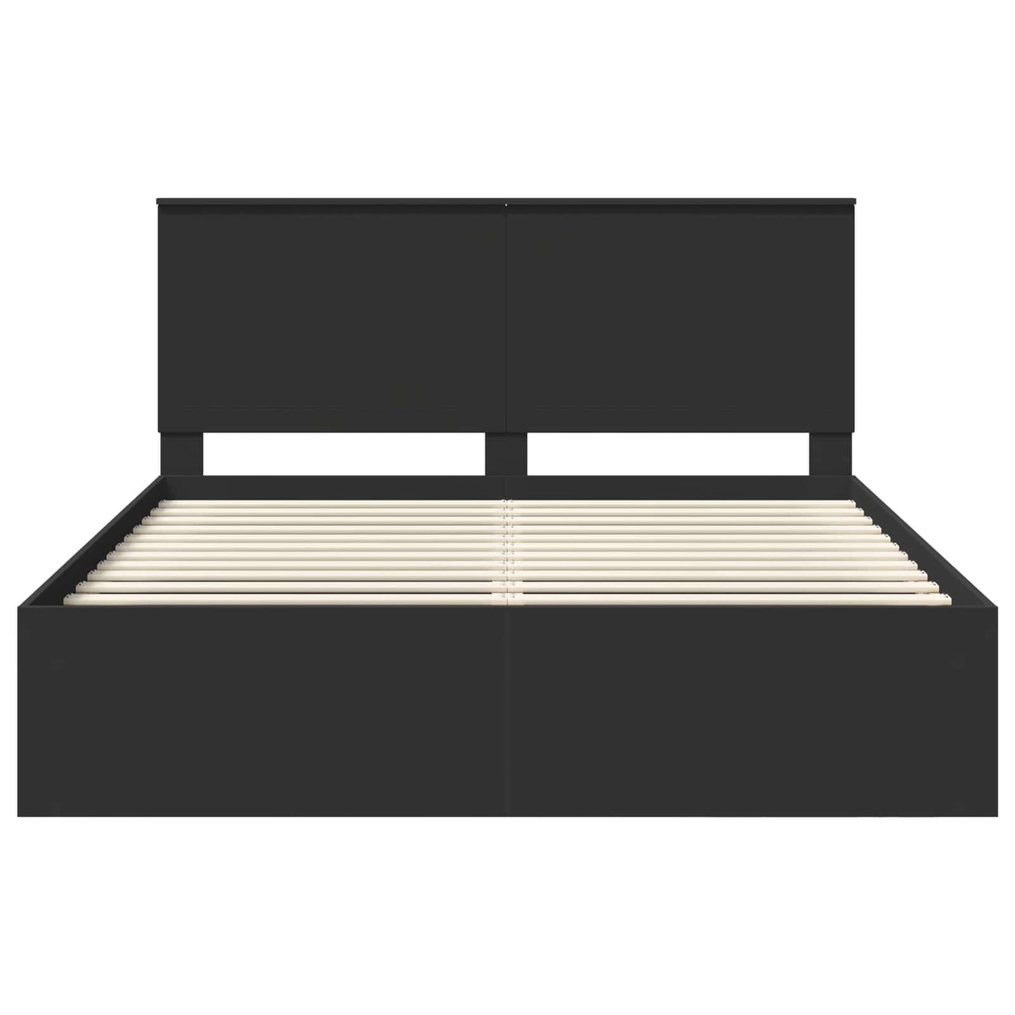 Bedframe met hoofdeinde Zwart 160 x 200 cm Massief grenenhout is nu te koop bij PeponiXL, paradijselijk wonen!