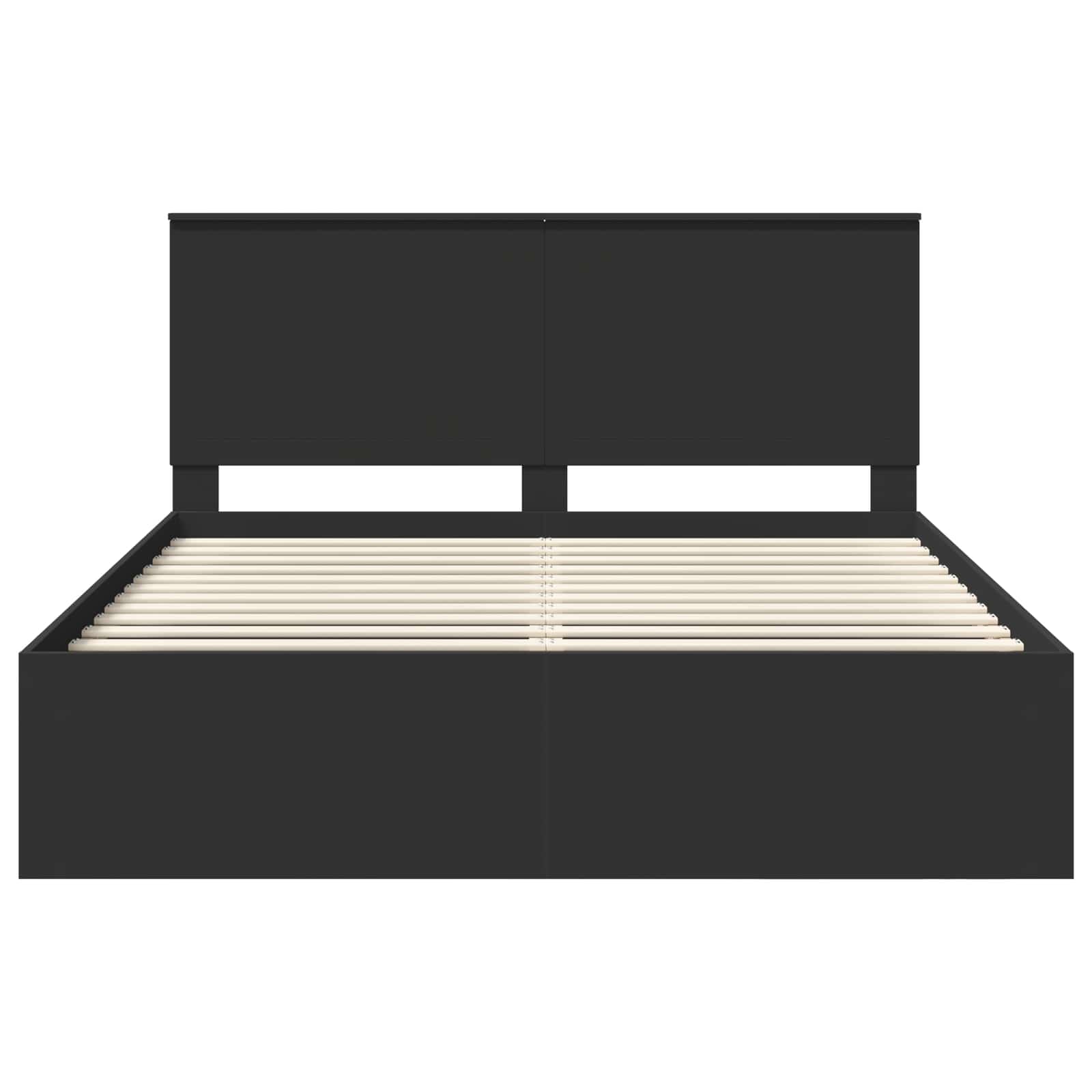 Bedframe met hoofdeinde Zwart 160 x 200 cm Massief grenenhout is nu te koop bij PeponiXL, paradijselijk wonen!
