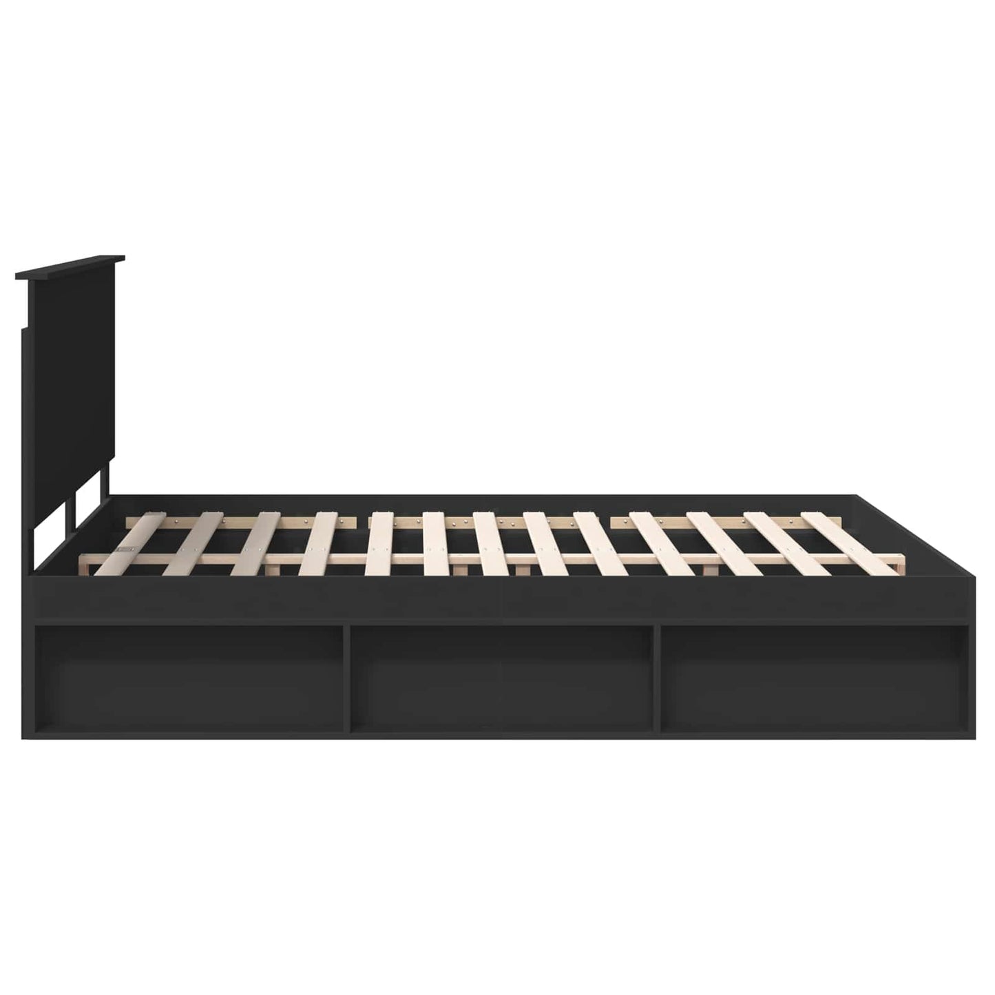 Bedframe met hoofdeinde Zwart 160 x 200 cm Massief grenenhout is nu te koop bij PeponiXL, paradijselijk wonen!