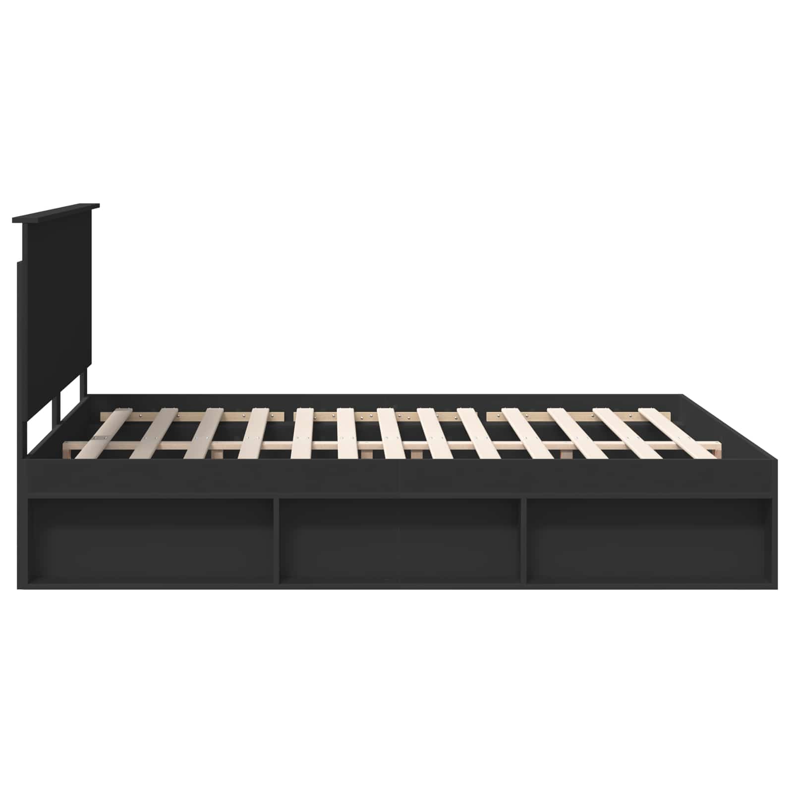 Bedframe met hoofdeinde Zwart 160 x 200 cm Massief grenenhout is nu te koop bij PeponiXL, paradijselijk wonen!
