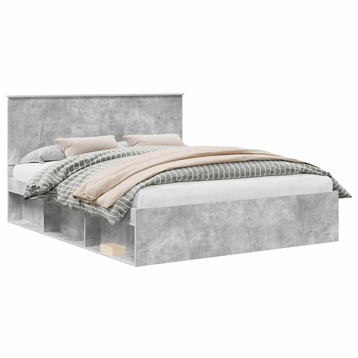 Bedframe met hoofdeinde Beton 160 x 200 cm Massief grenenhout is nu te koop bij PeponiXL, paradijselijk wonen!