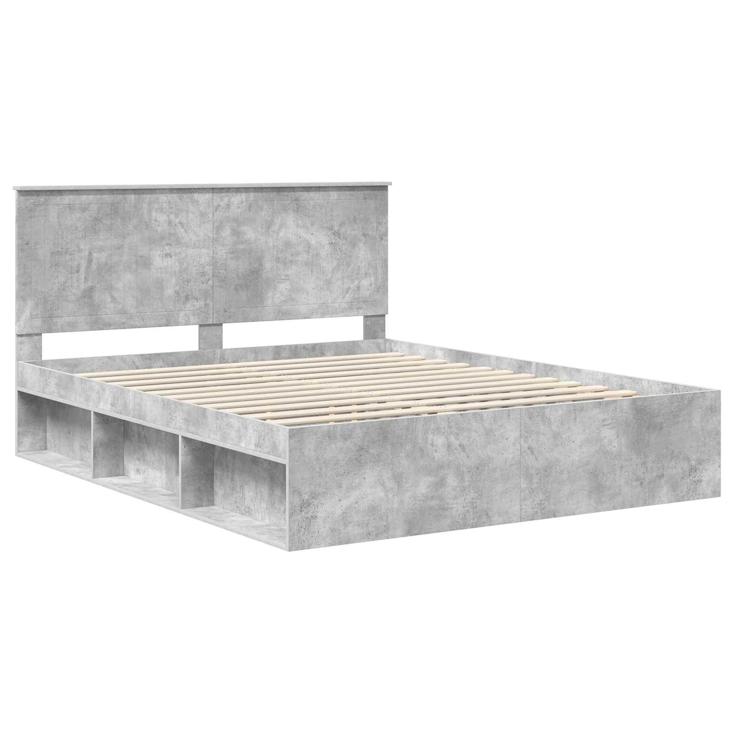 Bedframe met hoofdeinde Beton 160 x 200 cm Massief grenenhout is nu te koop bij PeponiXL, paradijselijk wonen!