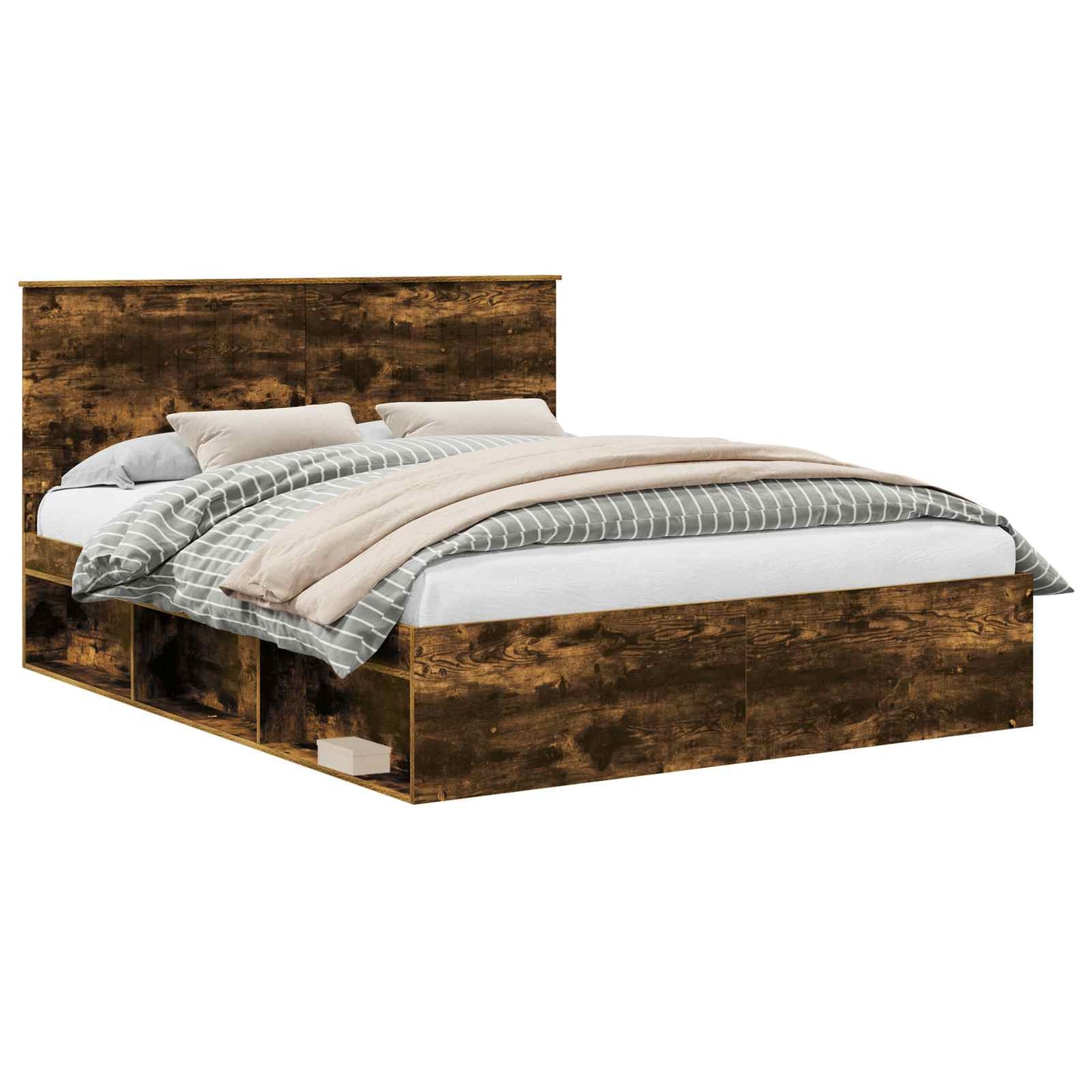 Bedframe Gerookt eiken 160 x 200 cm Massief grenenhout is nu te koop bij PeponiXL, paradijselijk wonen!