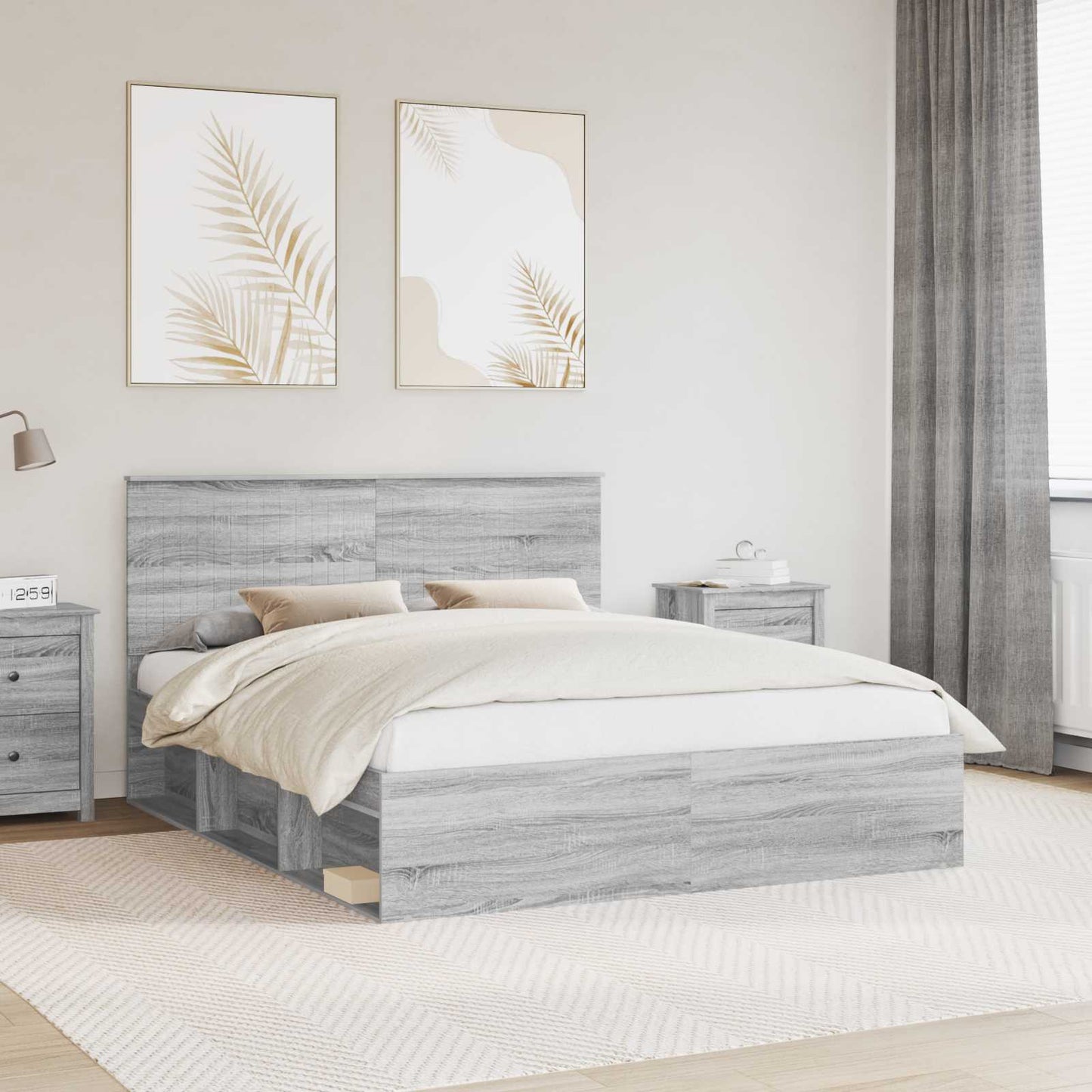 Bedframe Grijs Sonoma 160 x 200 cm Massief grenenhout is nu te koop bij PeponiXL, paradijselijk wonen!