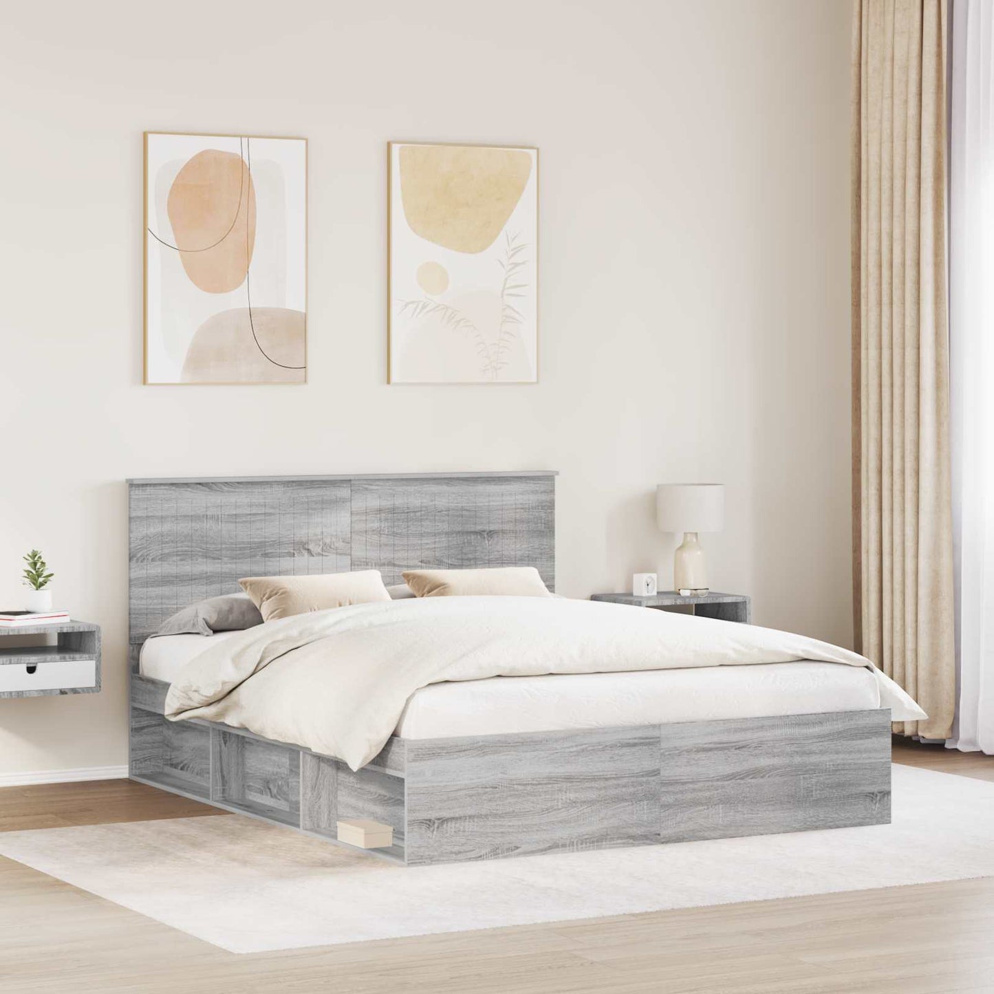 Bedframe Grijs Sonoma 160 x 200 cm Massief grenenhout is nu te koop bij PeponiXL, paradijselijk wonen!