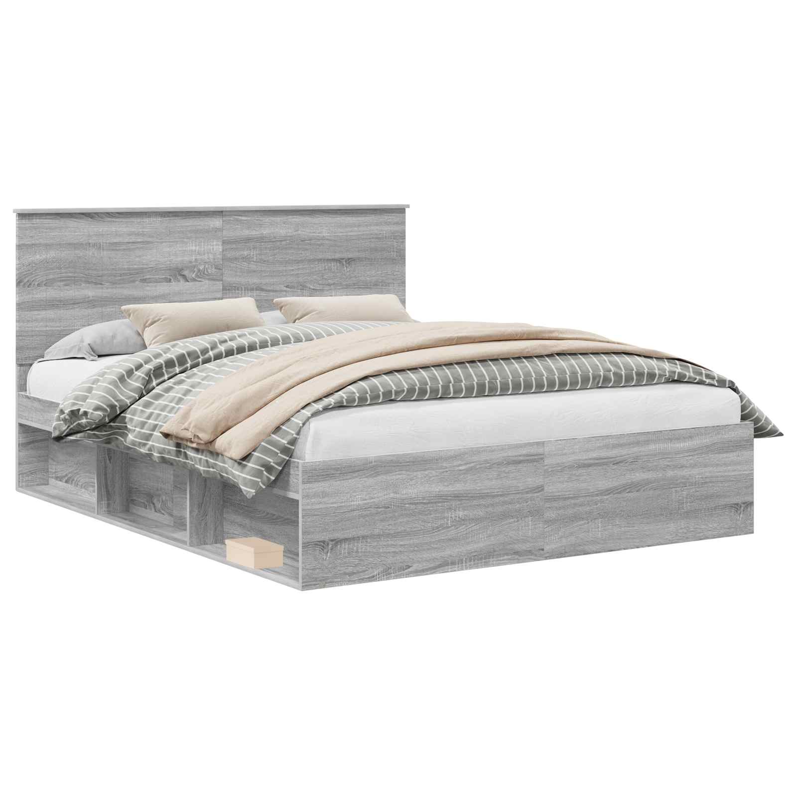 Bedframe Grijs Sonoma 160 x 200 cm Massief grenenhout is nu te koop bij PeponiXL, paradijselijk wonen!
