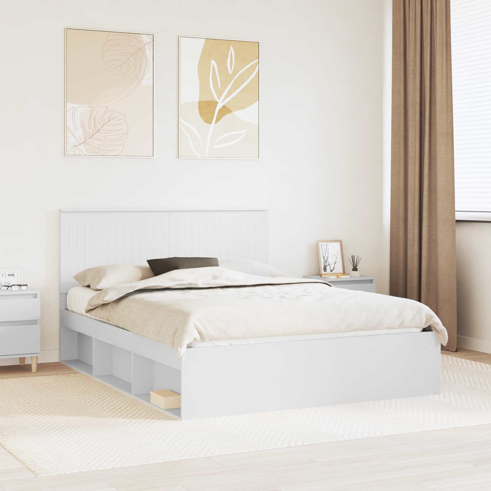 Bedframe met hoofdeinde Wit 150 x 200 cm Massief grenenhout is nu te koop bij PeponiXL, paradijselijk wonen!