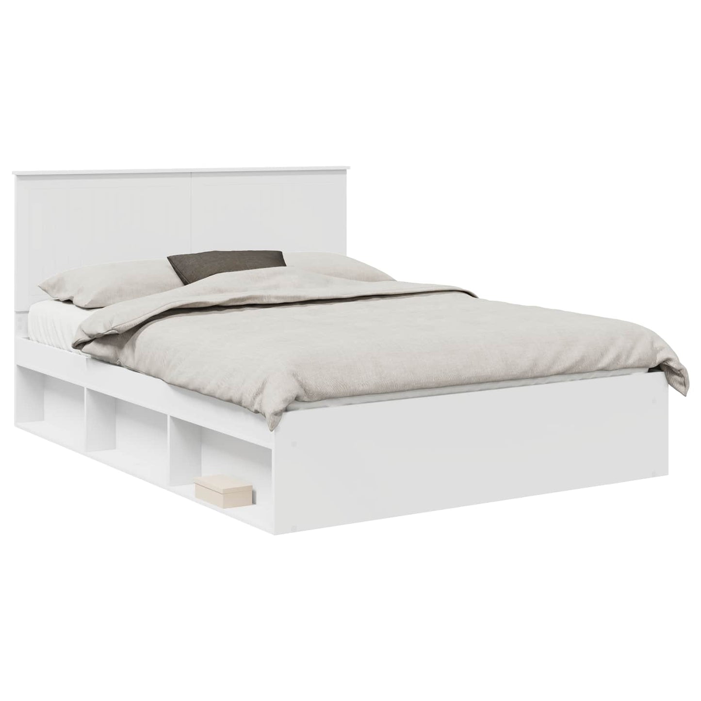 Bedframe met hoofdeinde Wit 150 x 200 cm Massief grenenhout is nu te koop bij PeponiXL, paradijselijk wonen!