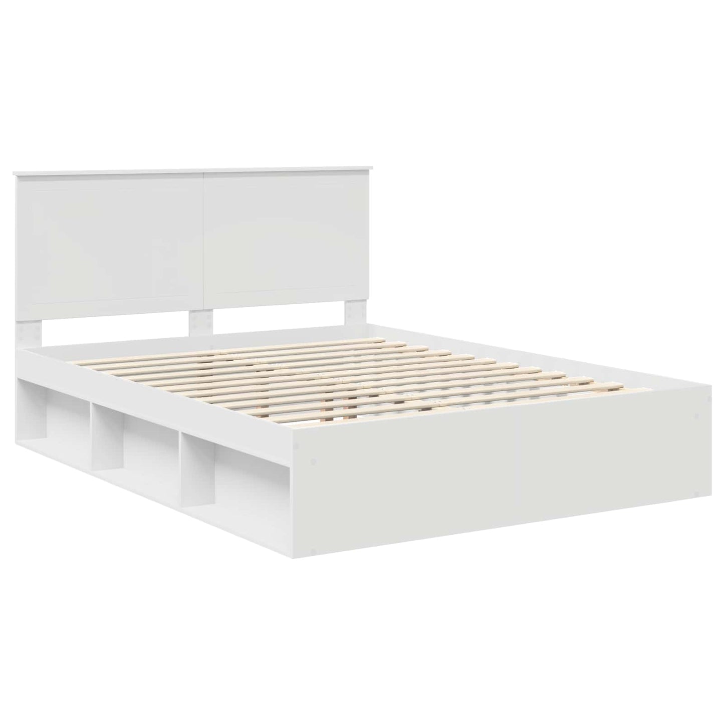 Bedframe met hoofdeinde Wit 150 x 200 cm Massief grenenhout is nu te koop bij PeponiXL, paradijselijk wonen!