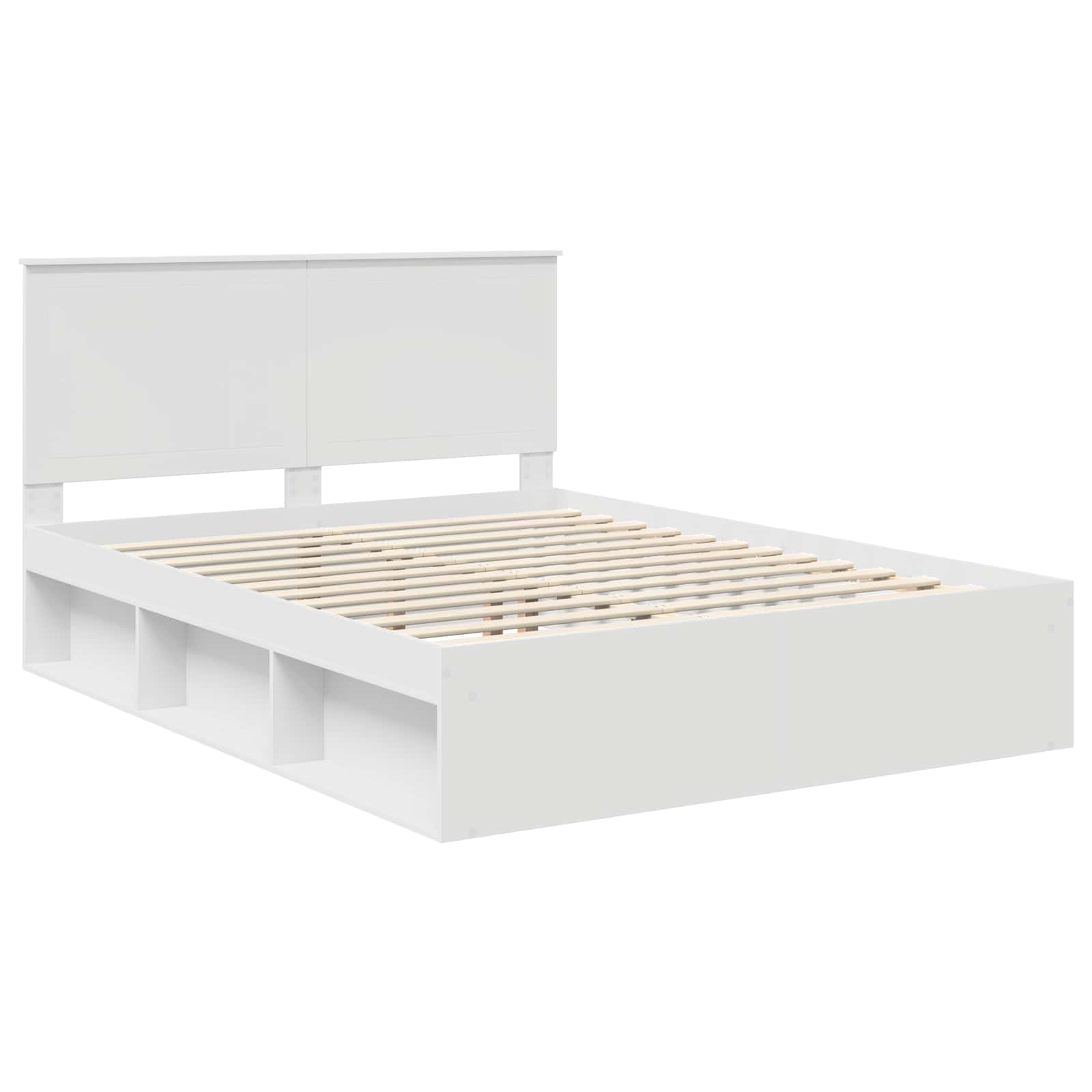 Bedframe met hoofdeinde Wit 150 x 200 cm Massief grenenhout is nu te koop bij PeponiXL, paradijselijk wonen!
