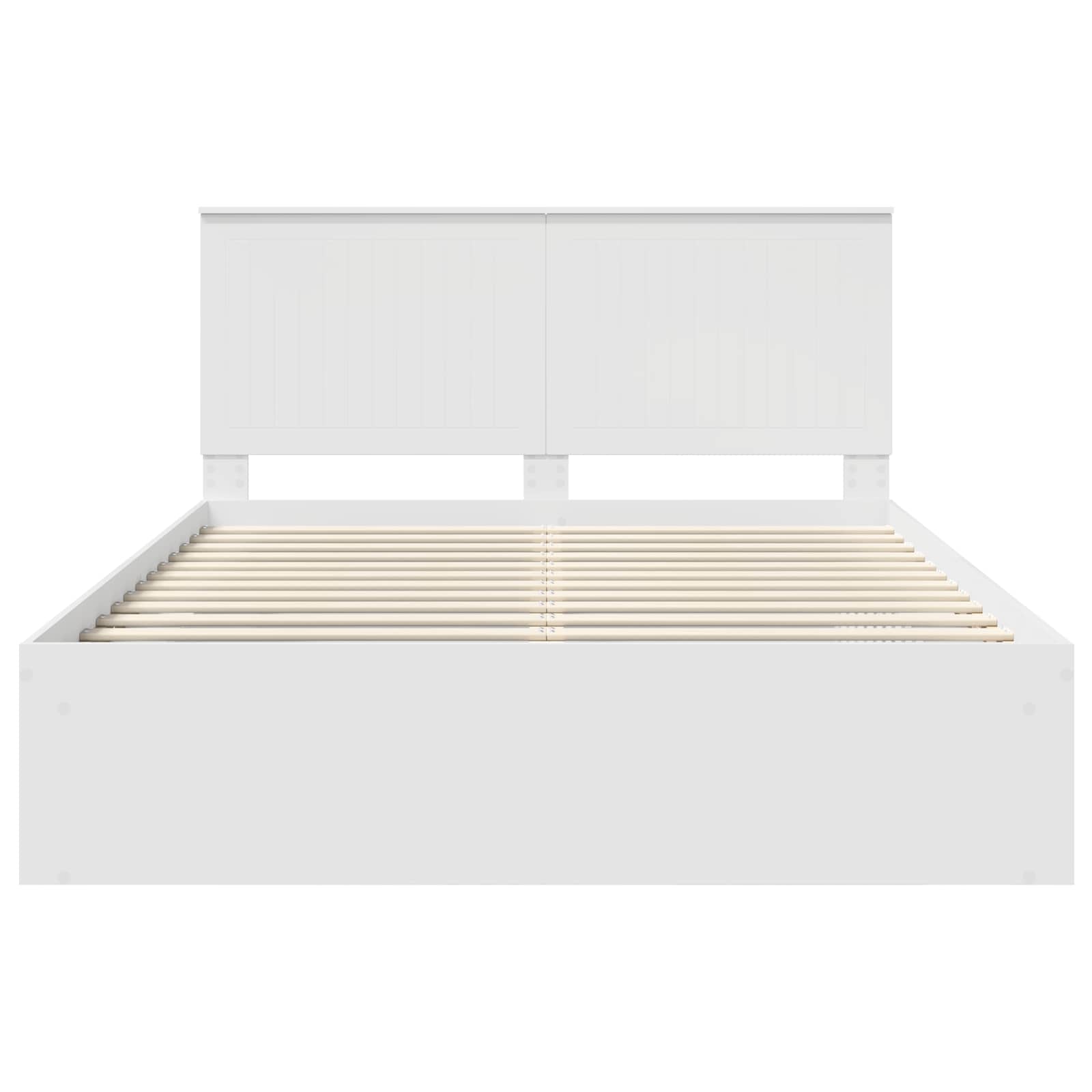 Bedframe met hoofdeinde Wit 150 x 200 cm Massief grenenhout is nu te koop bij PeponiXL, paradijselijk wonen!