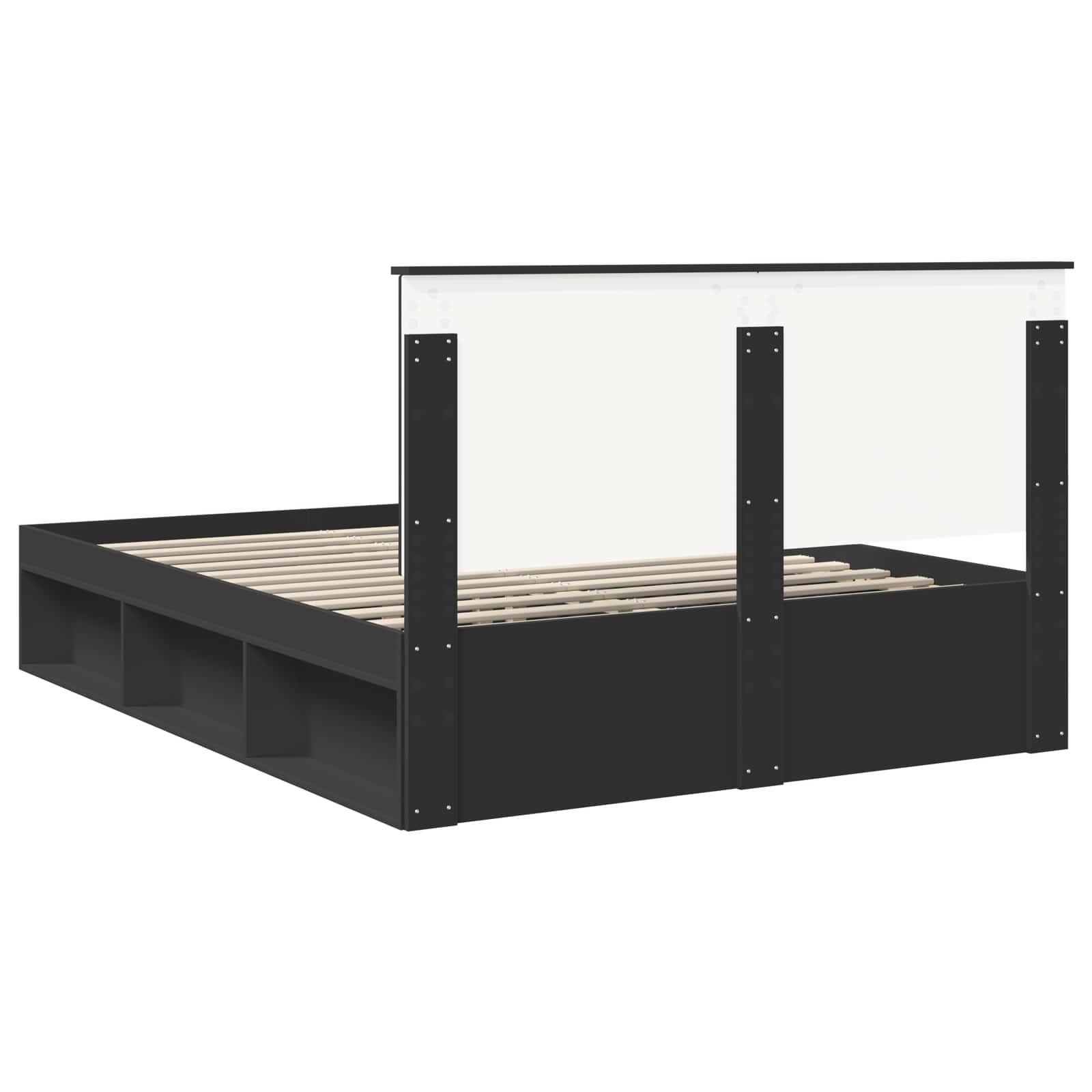 Bedframe met hoofdeinde Zwart 150 x 200 cm Massief grenenhout is nu te koop bij PeponiXL, paradijselijk wonen!