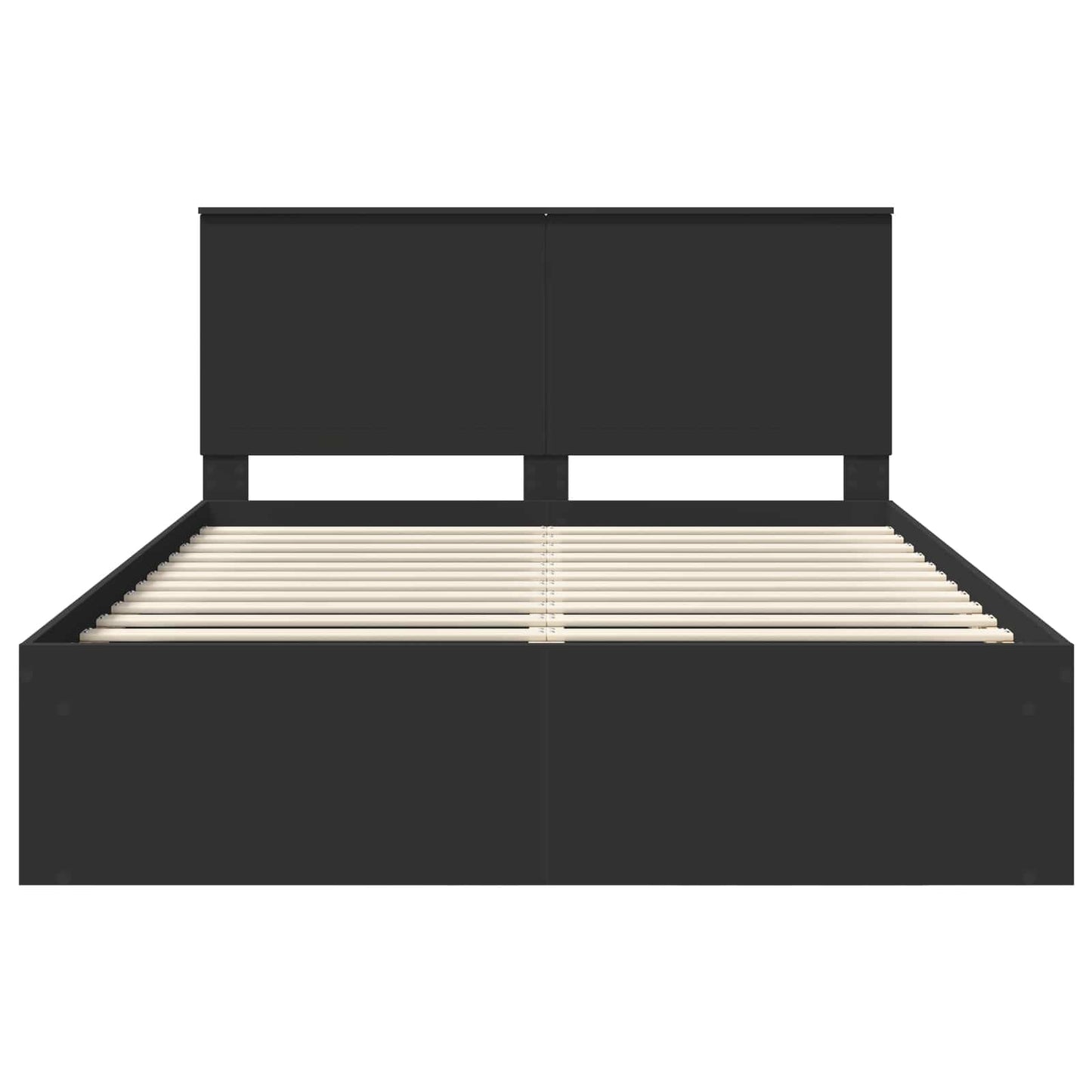 Bedframe met hoofdeinde Zwart 150 x 200 cm Massief grenenhout is nu te koop bij PeponiXL, paradijselijk wonen!