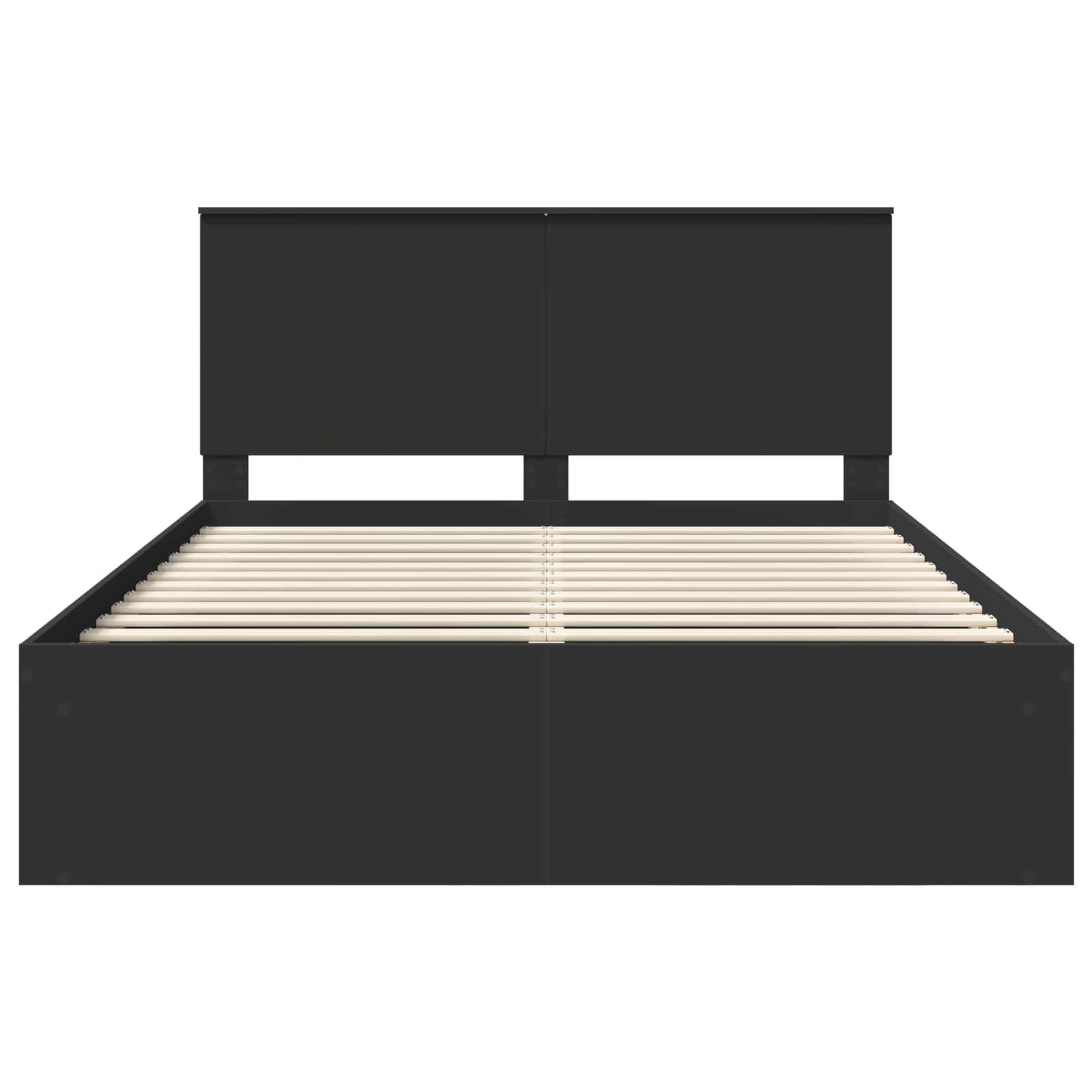 Bedframe met hoofdeinde Zwart 150 x 200 cm Massief grenenhout is nu te koop bij PeponiXL, paradijselijk wonen!