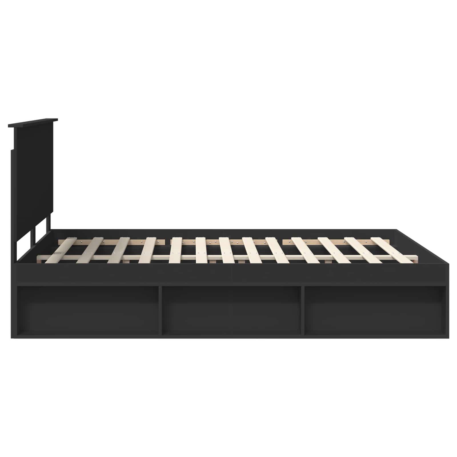 Bedframe met hoofdeinde Zwart 150 x 200 cm Massief grenenhout is nu te koop bij PeponiXL, paradijselijk wonen!