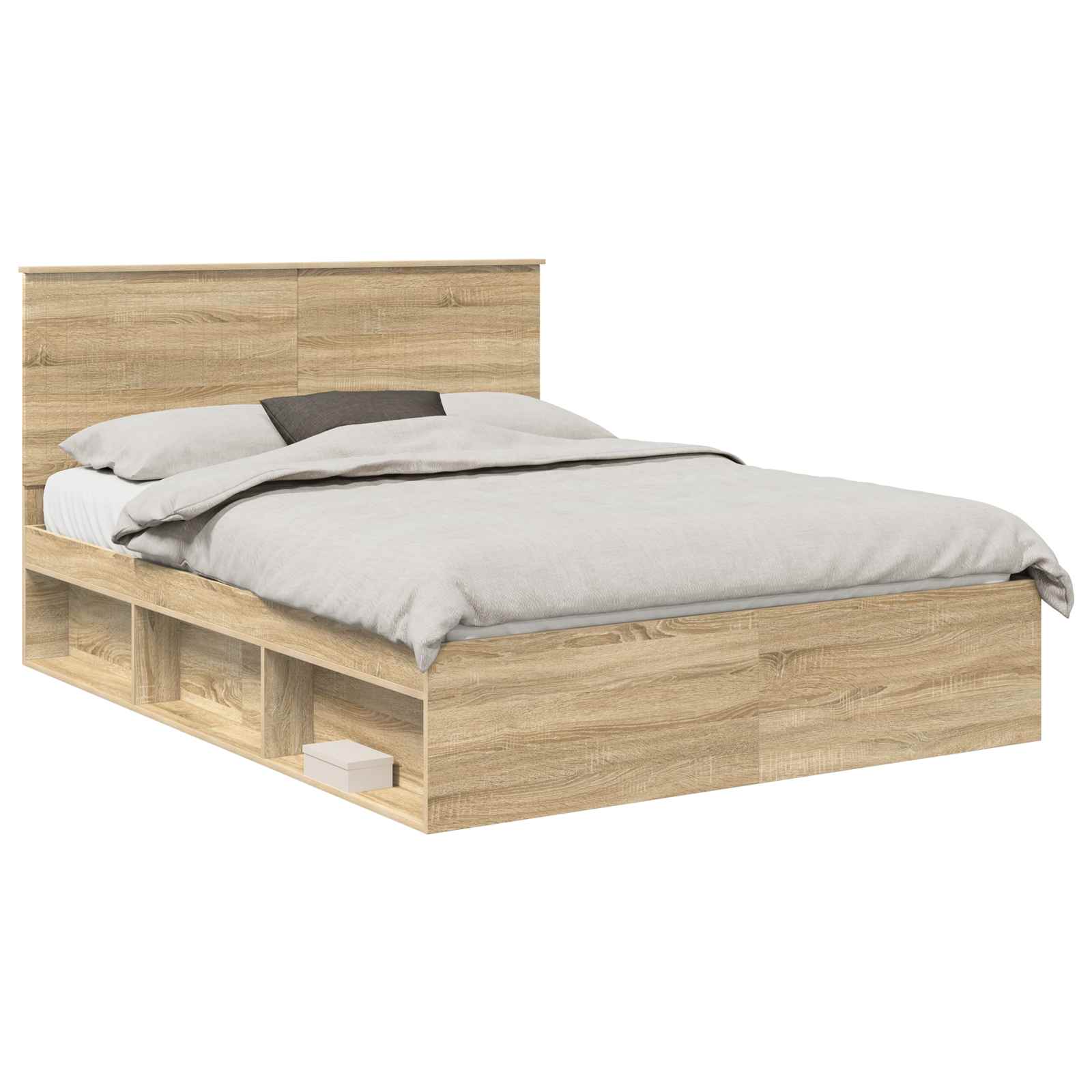 Bedframe Sonoma Eiken 150 x 200 cm Massief grenenhout is nu te koop bij PeponiXL, paradijselijk wonen!