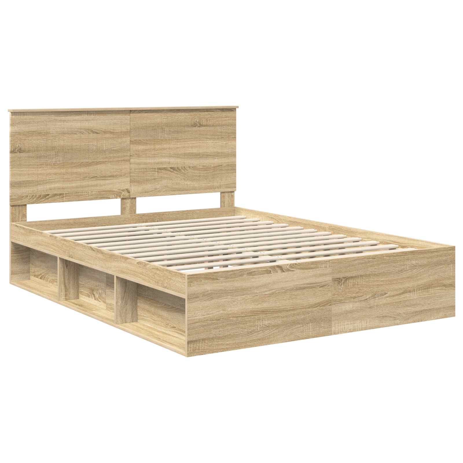 Bedframe Sonoma Eiken 150 x 200 cm Massief grenenhout is nu te koop bij PeponiXL, paradijselijk wonen!
