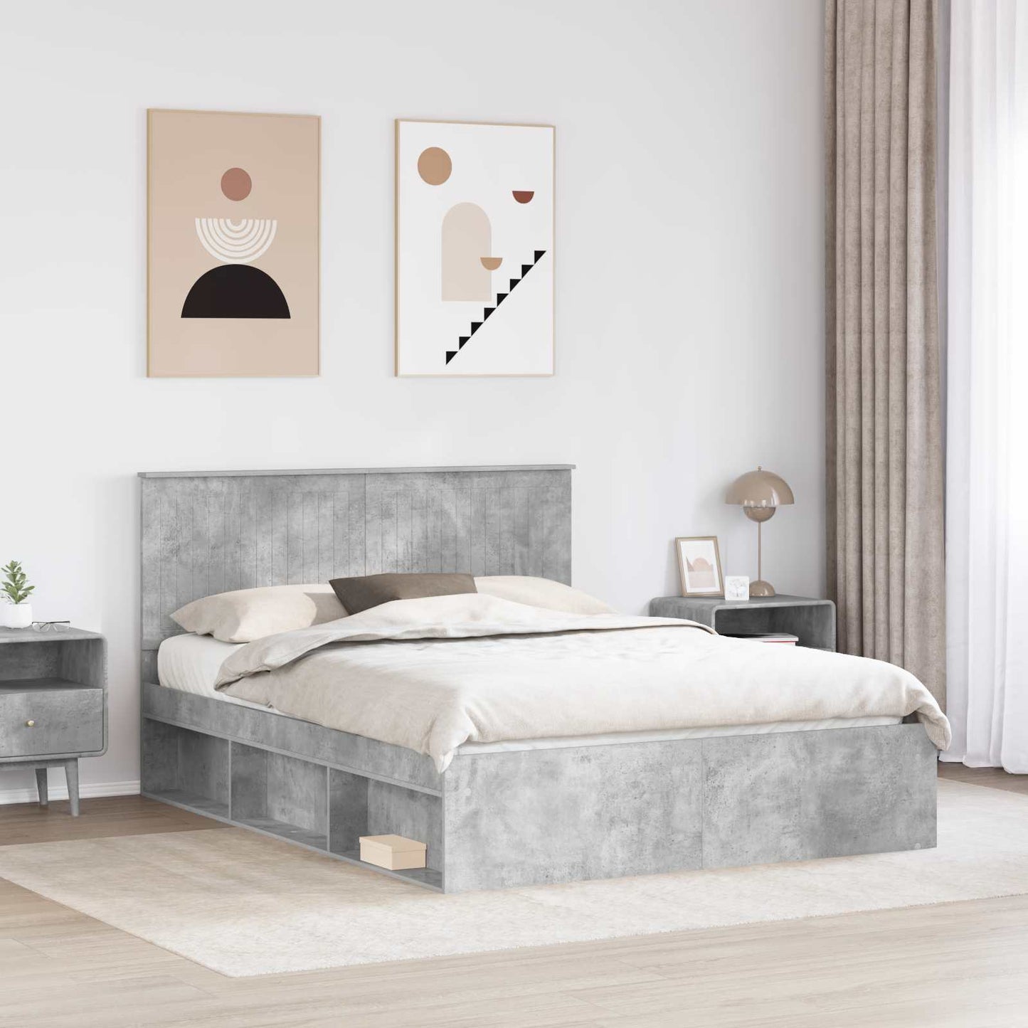 Bedframe Concerte Grijs 150 x 200 cm Massief grenenhout is nu te koop bij PeponiXL, paradijselijk wonen!