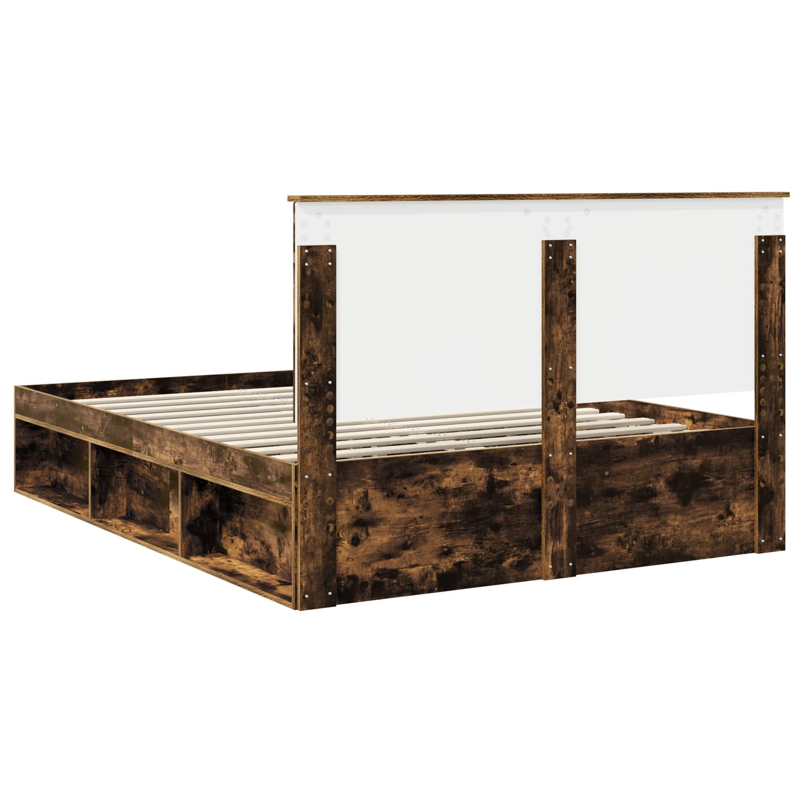 Bedframe Gerookt eiken 150 x 200 cm Massief grenenhout is nu te koop bij PeponiXL, paradijselijk wonen!