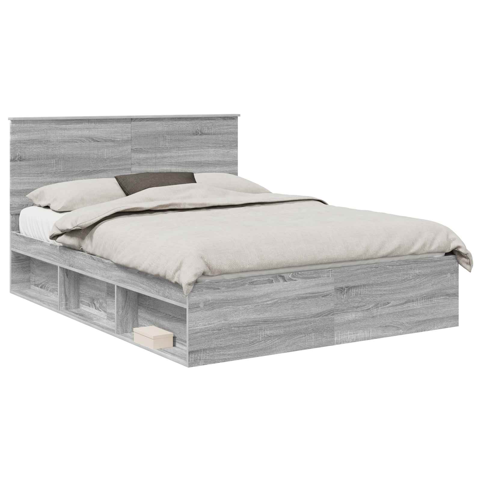 Bedframe Grijs Sonoma 150 x 200 cm Massief grenenhout is nu te koop bij PeponiXL, paradijselijk wonen!