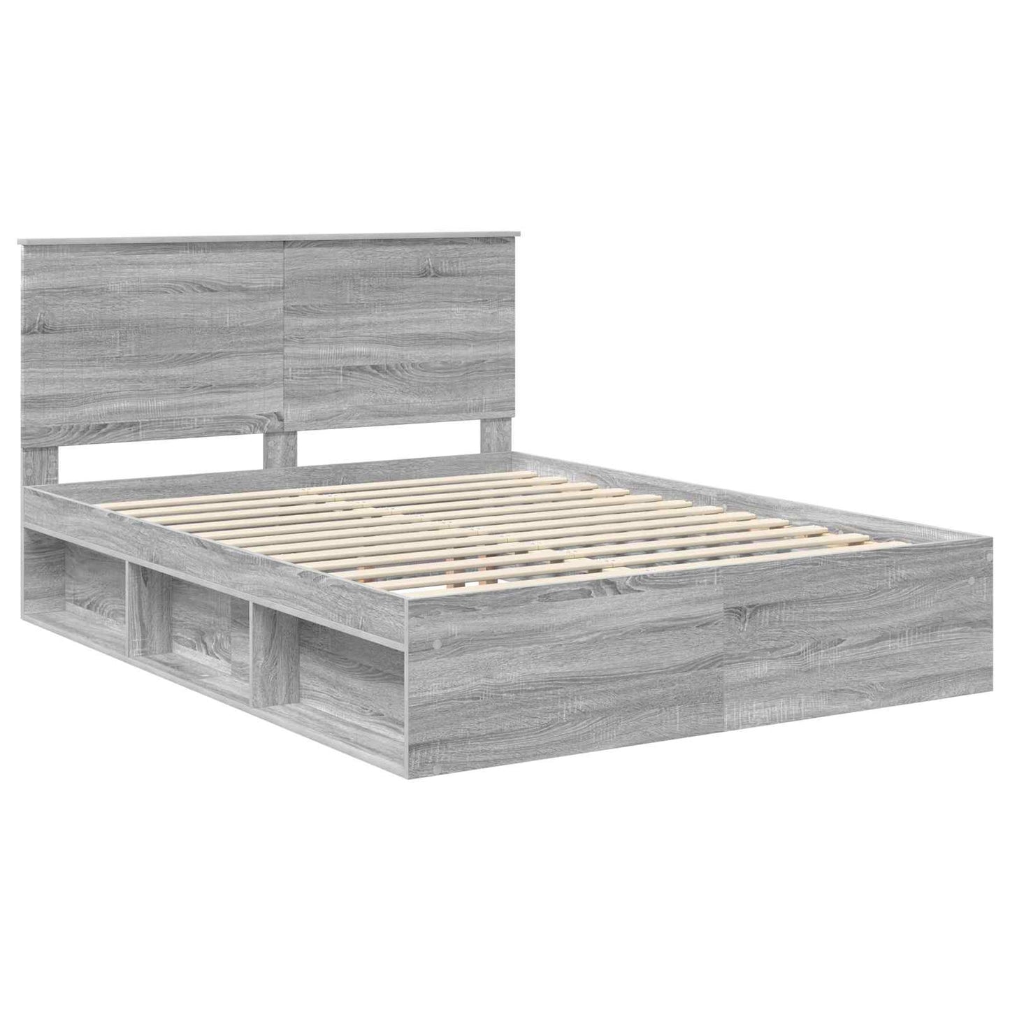 Bedframe Grijs Sonoma 150 x 200 cm Massief grenenhout is nu te koop bij PeponiXL, paradijselijk wonen!