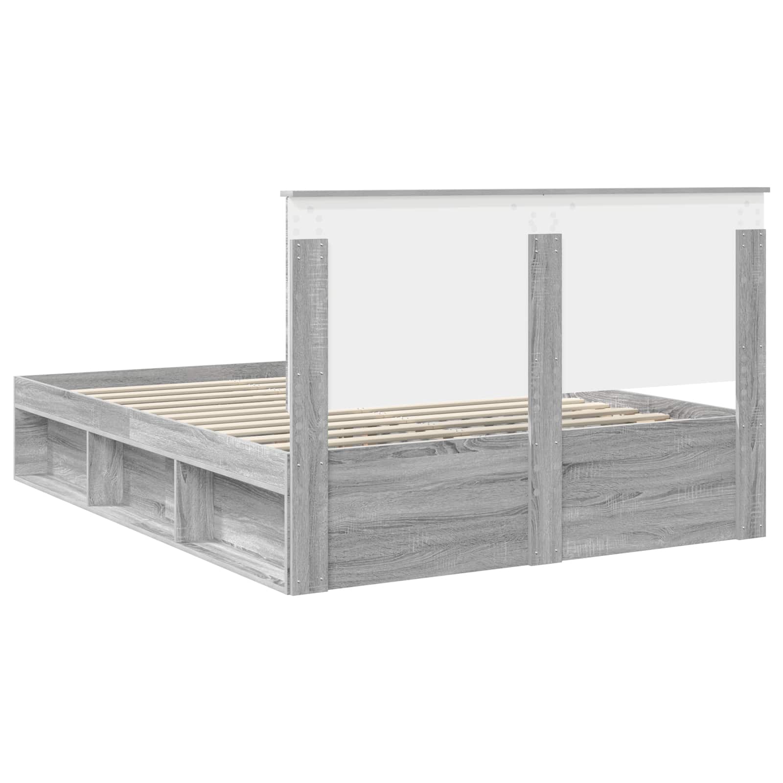 Bedframe Grijs Sonoma 150 x 200 cm Massief grenenhout is nu te koop bij PeponiXL, paradijselijk wonen!