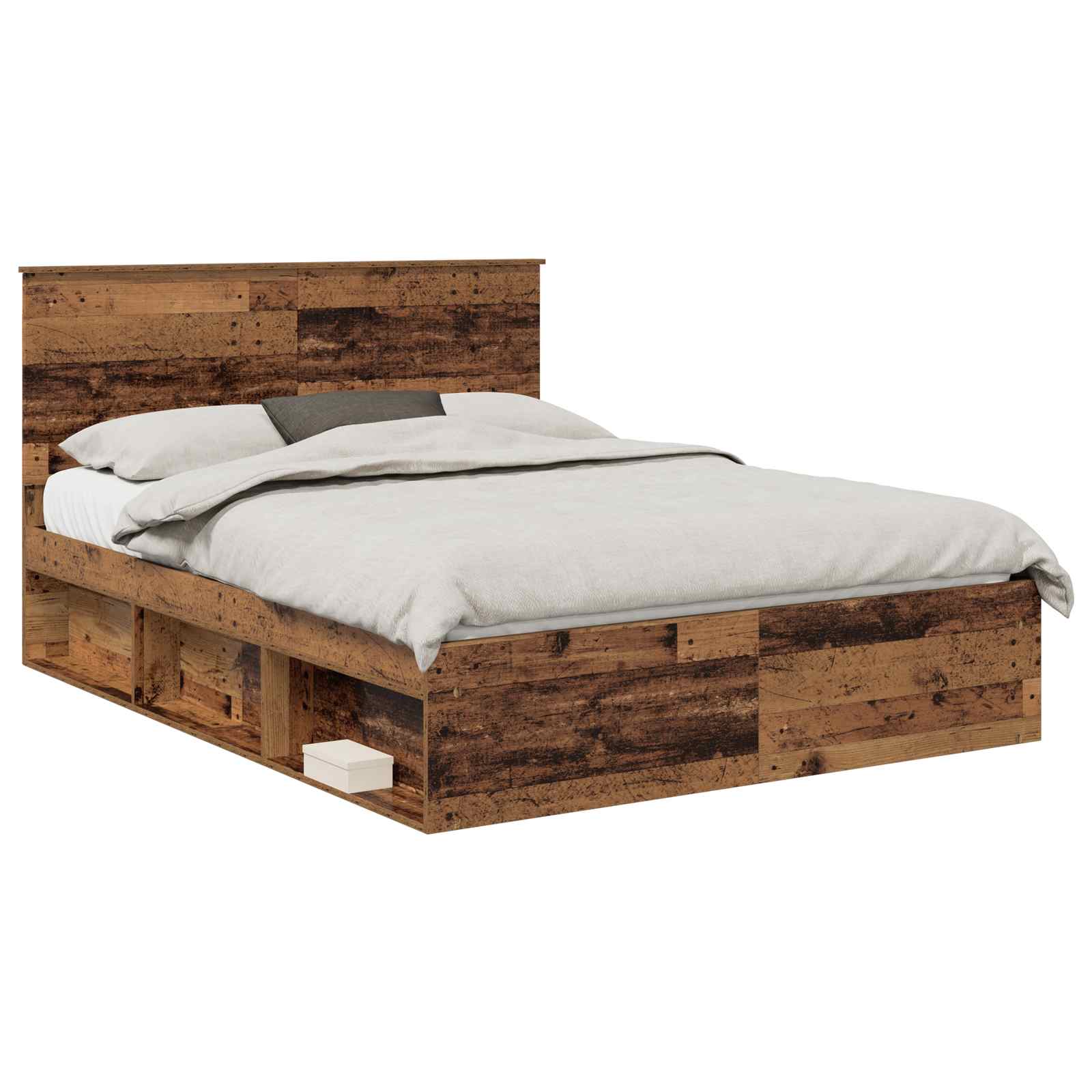 Bedframe met hoofdeinde Oudhout 150 x 200 cm Massief grenenhout is nu te koop bij PeponiXL, paradijselijk wonen!