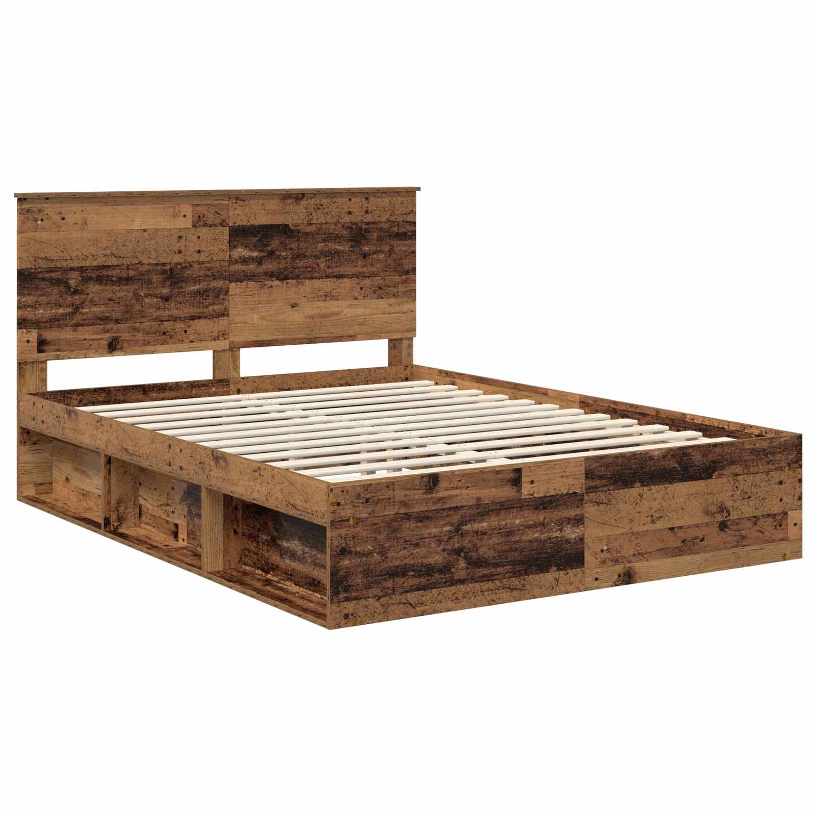 Bedframe met hoofdeinde Oudhout 150 x 200 cm Massief grenenhout is nu te koop bij PeponiXL, paradijselijk wonen!