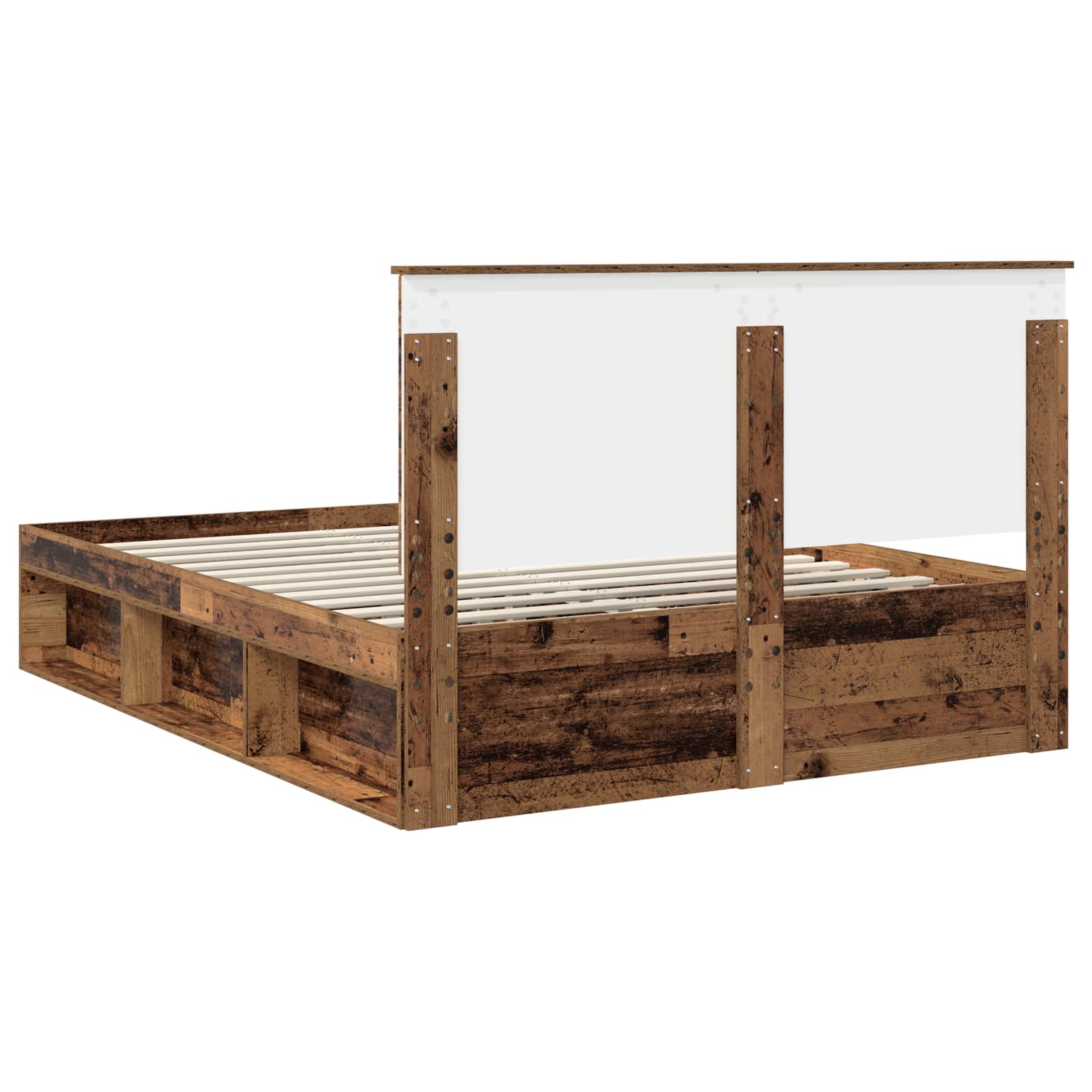 Bedframe met hoofdeinde Oudhout 150 x 200 cm Massief grenenhout is nu te koop bij PeponiXL, paradijselijk wonen!