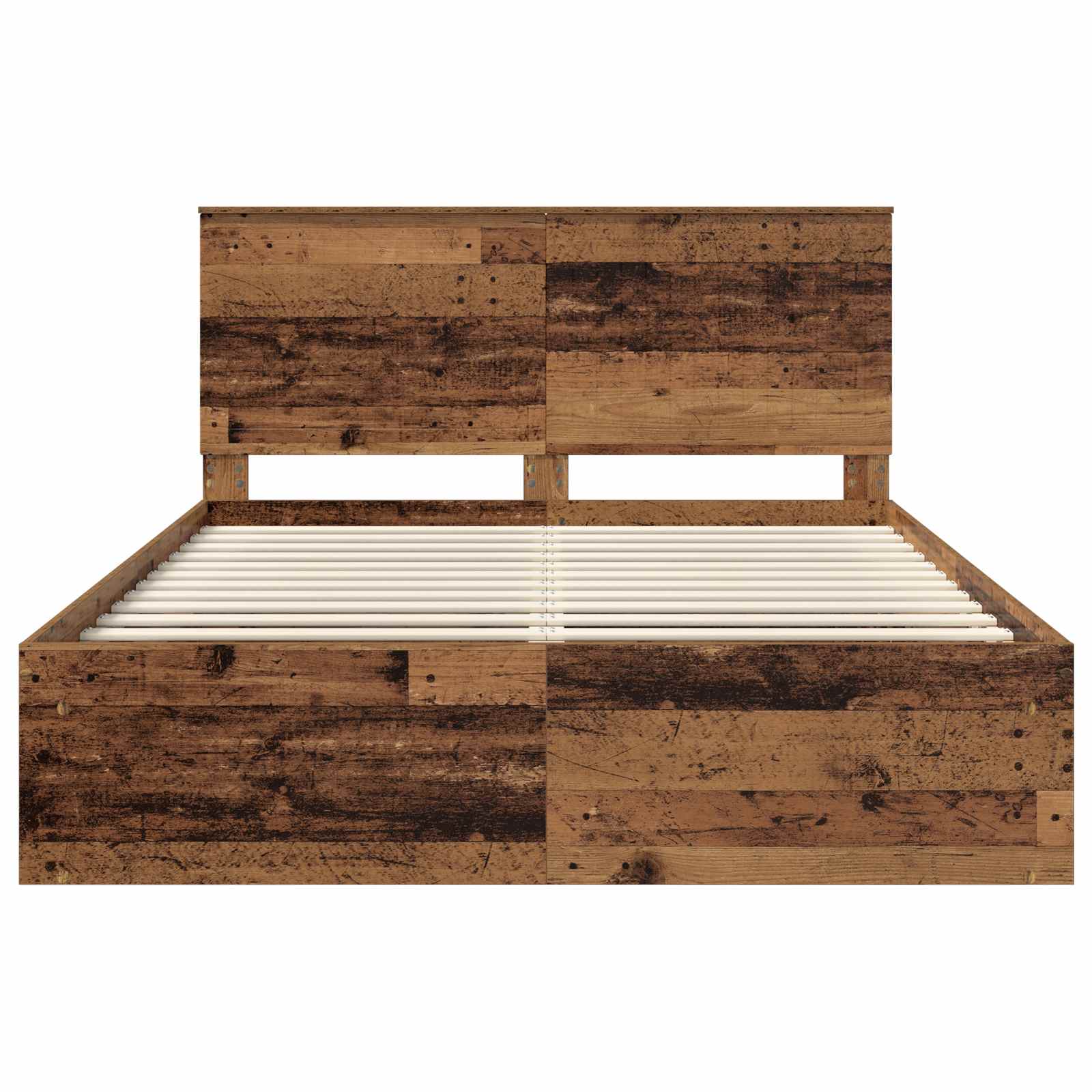Bedframe met hoofdeinde Oudhout 150 x 200 cm Massief grenenhout is nu te koop bij PeponiXL, paradijselijk wonen!
