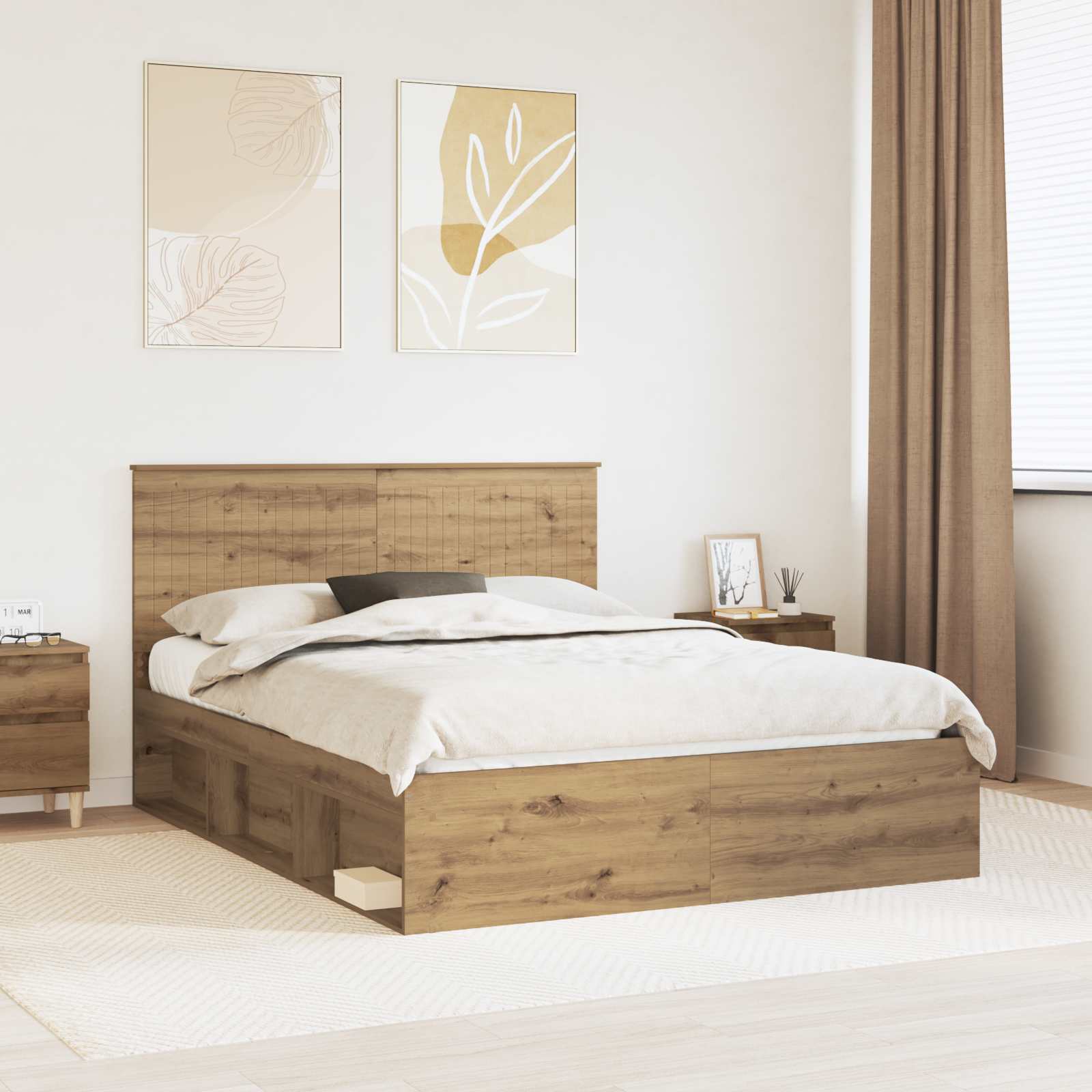 Bedframe Ambachtelijk eiken 150 x 200 cm Massief grenenhout is nu te koop bij PeponiXL, paradijselijk wonen!