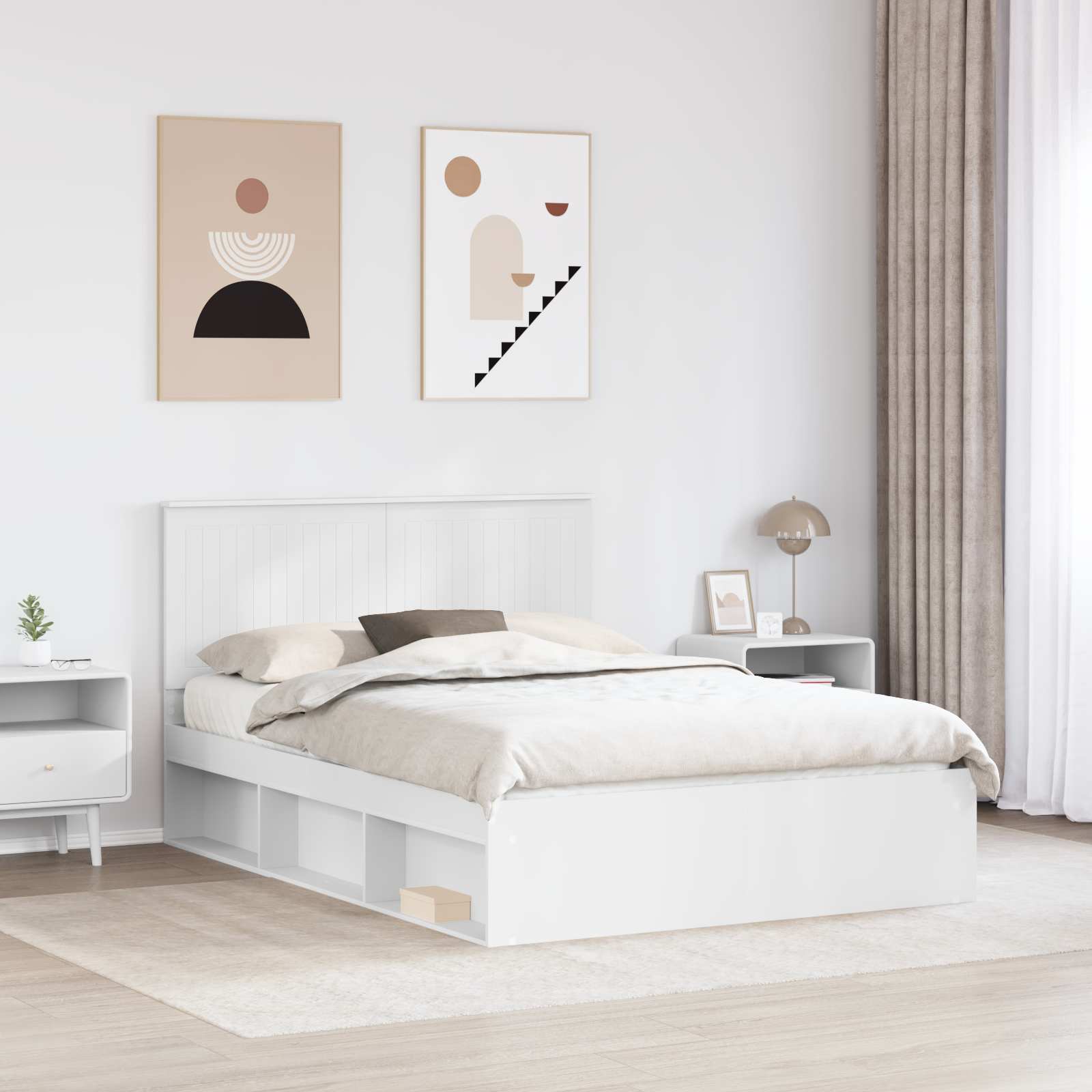 Bedframe met hoofdeinde Wit 140 x 200 cm Massief grenenhout is nu te koop bij PeponiXL, paradijselijk wonen!